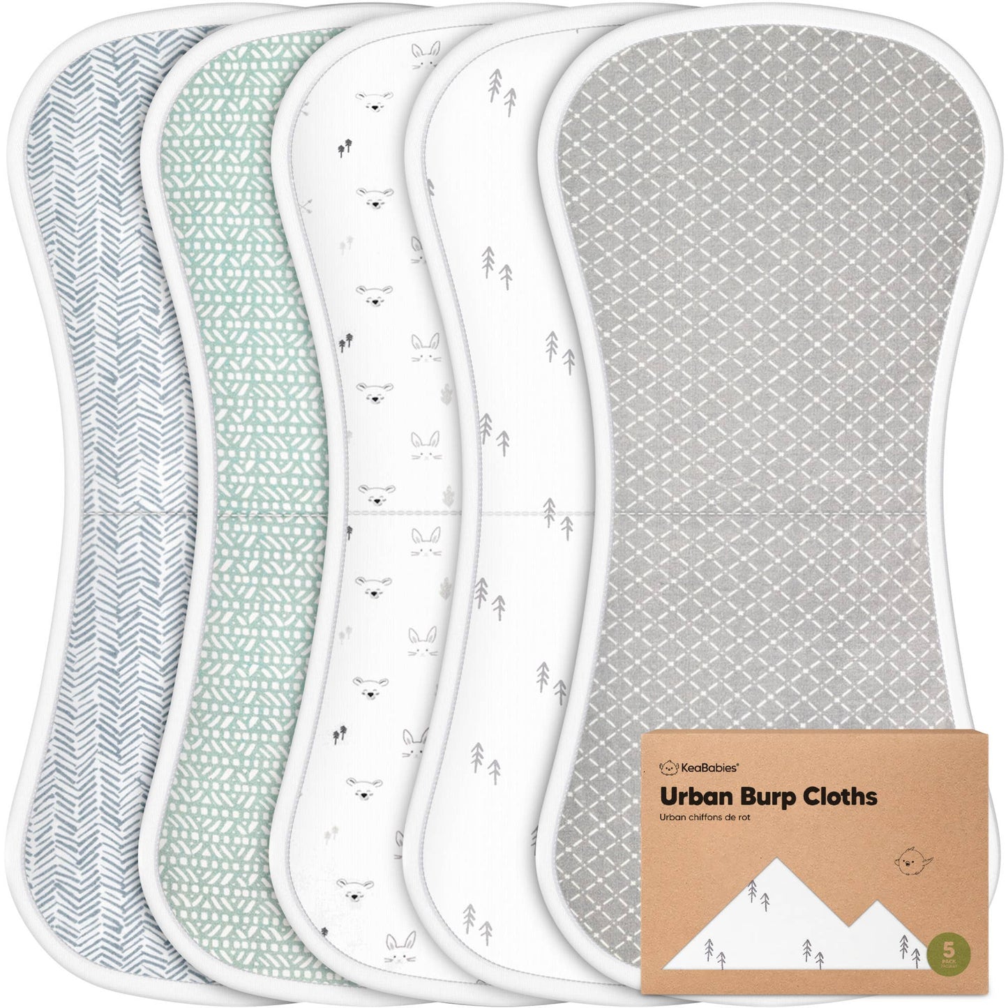 KeaBabies - KeaBabies 5-Pack Urban Burp Cloths - All The Things Baby