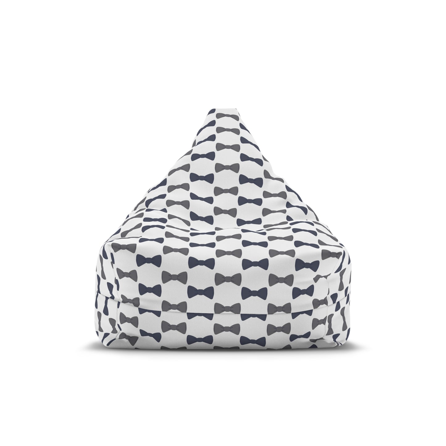 Bean bag chair with bow tie pattern on a white background