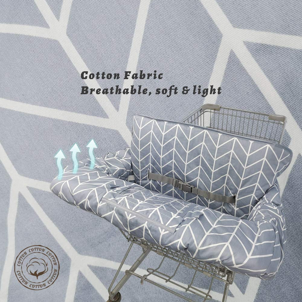 Shopping Cart Cover for Baby Cotton High Chair Cover, Reversible, Machine Washable for Infant, Toddler, Boy or Girl (Grey Arrow Print)