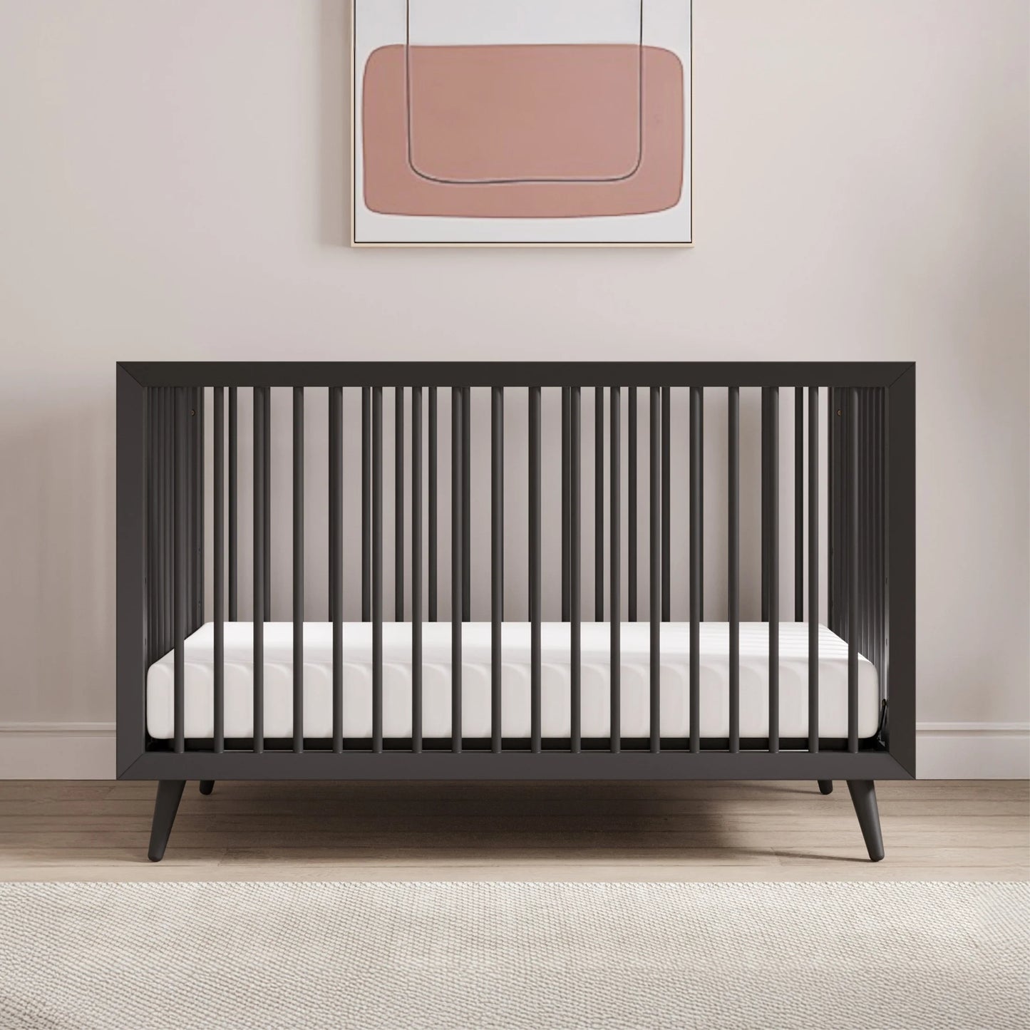 Cranbrook Crib and Dresser Nursery Set, 4-In-1 Convertible Crib with 6-Drawer Dresser, Ebony, 2-Piece