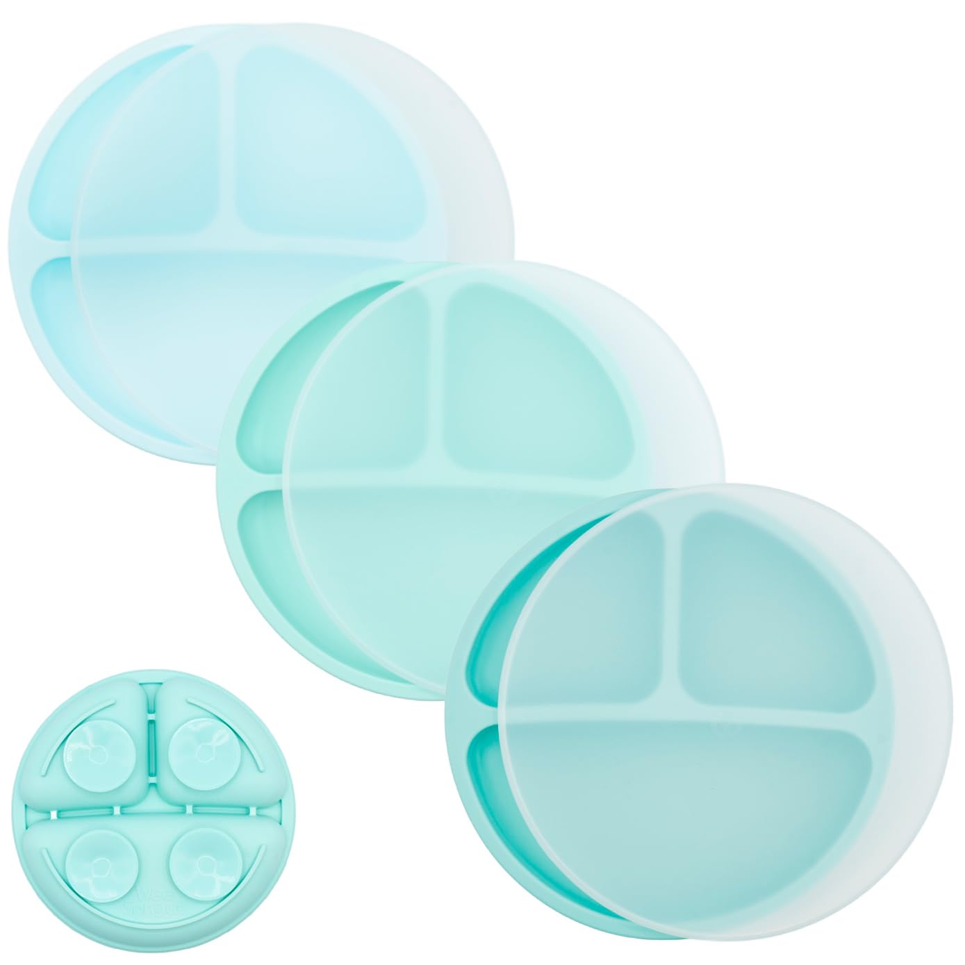 WeeSprout Suction Plates for Babies & Toddlers - 100% Silicone, Dinnerware Stays Put, 3 Pack