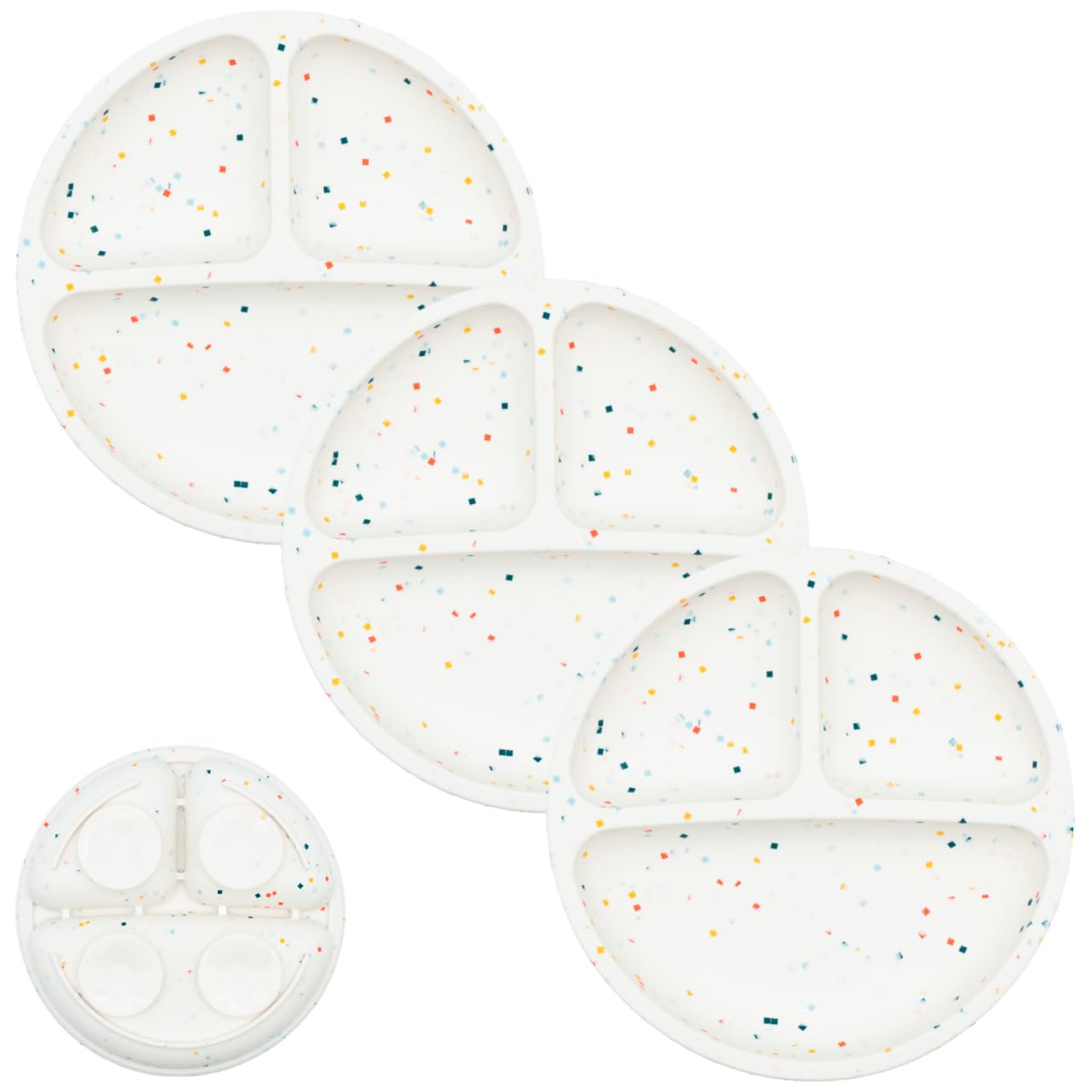 WeeSprout Suction Plates for Babies & Toddlers - 100% Silicone, Dinnerware Stays Put, 3 Pack