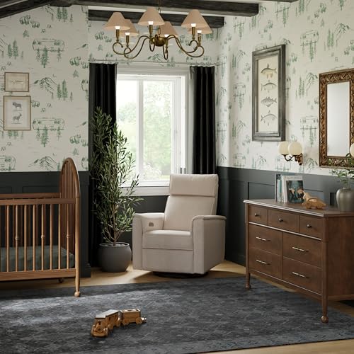 NAMESAKE Willa Plus Electric Power Recliner Chair with Headrest & USB Ports - Water & Stain Resistant Nursery Glider Rocking Chair for Nursing - GREENGUARD Gold Certified 270° Swivel Glider Recliner