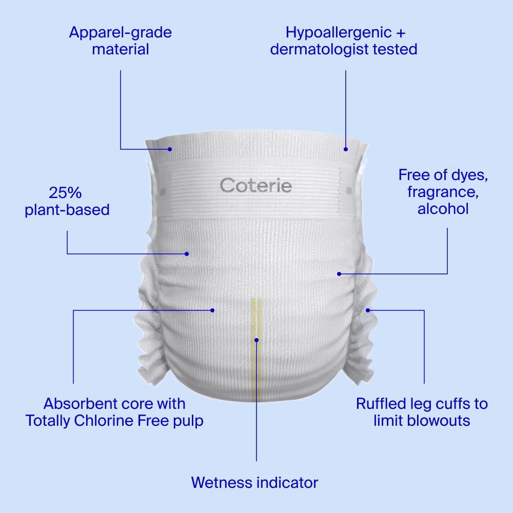 Coterie Baby Wipes + Diapers Kit Hypoallergenic for Sensitive Skin
