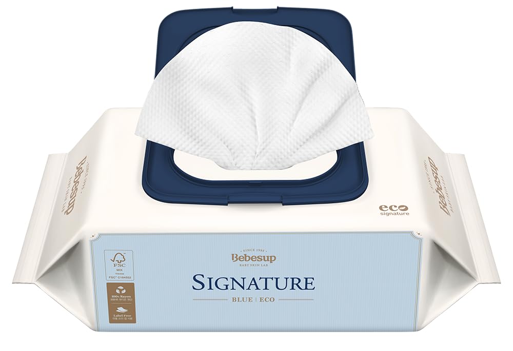BEBESUP- Korea’s #1 Signature Baby Wipes - Hypoallergenic Water-based Unscented Alcohol-Free Ultra-Thick Super Seed Extracts Organic Plant-Based for sensitive skin Flip-Top 560 Count (8 Packs)