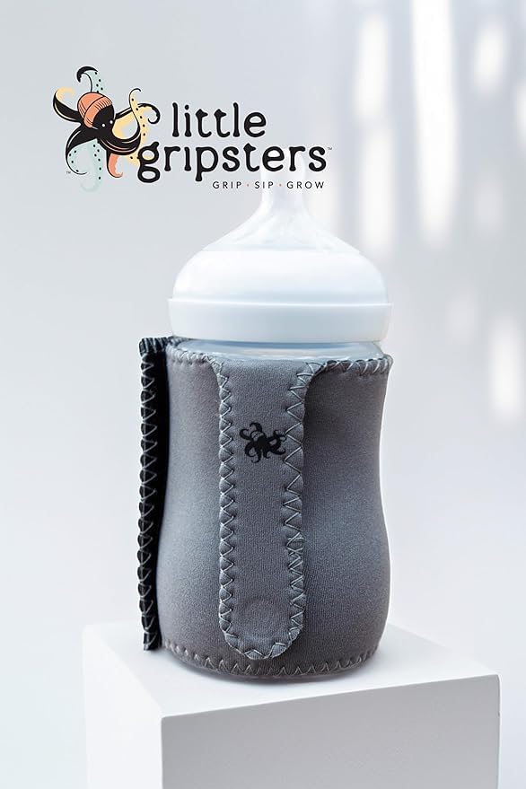 Baby Bottle Sleeve for Self-Feeding - BPA-Free, Adjustable Velcro Fit - Machine Washable