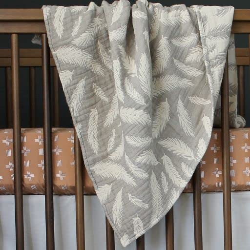 Crane Baby Blanket, 36” x 36”, Soft Cotton Quilted Nursery Blanket for Boys and Girls, Copper, Ezra Print