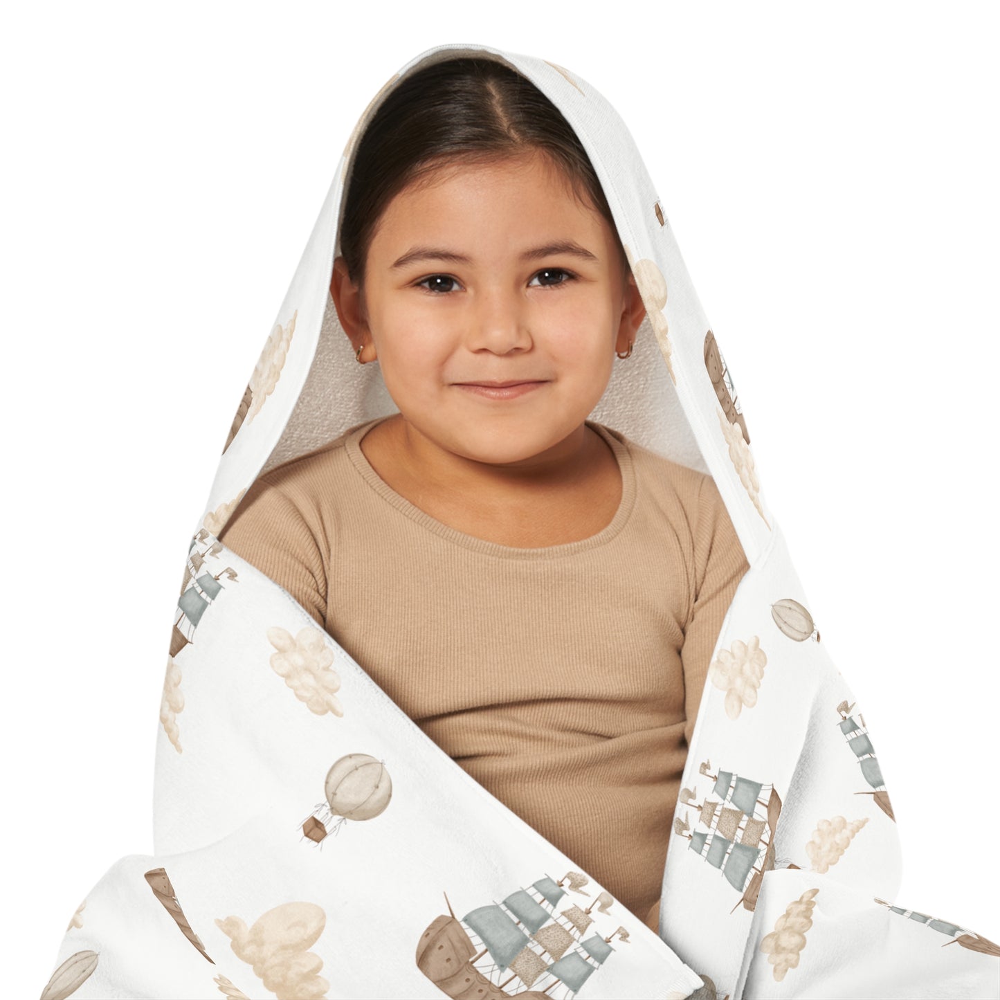 Child's Hooded Towel- Pirate Ship Clouds
