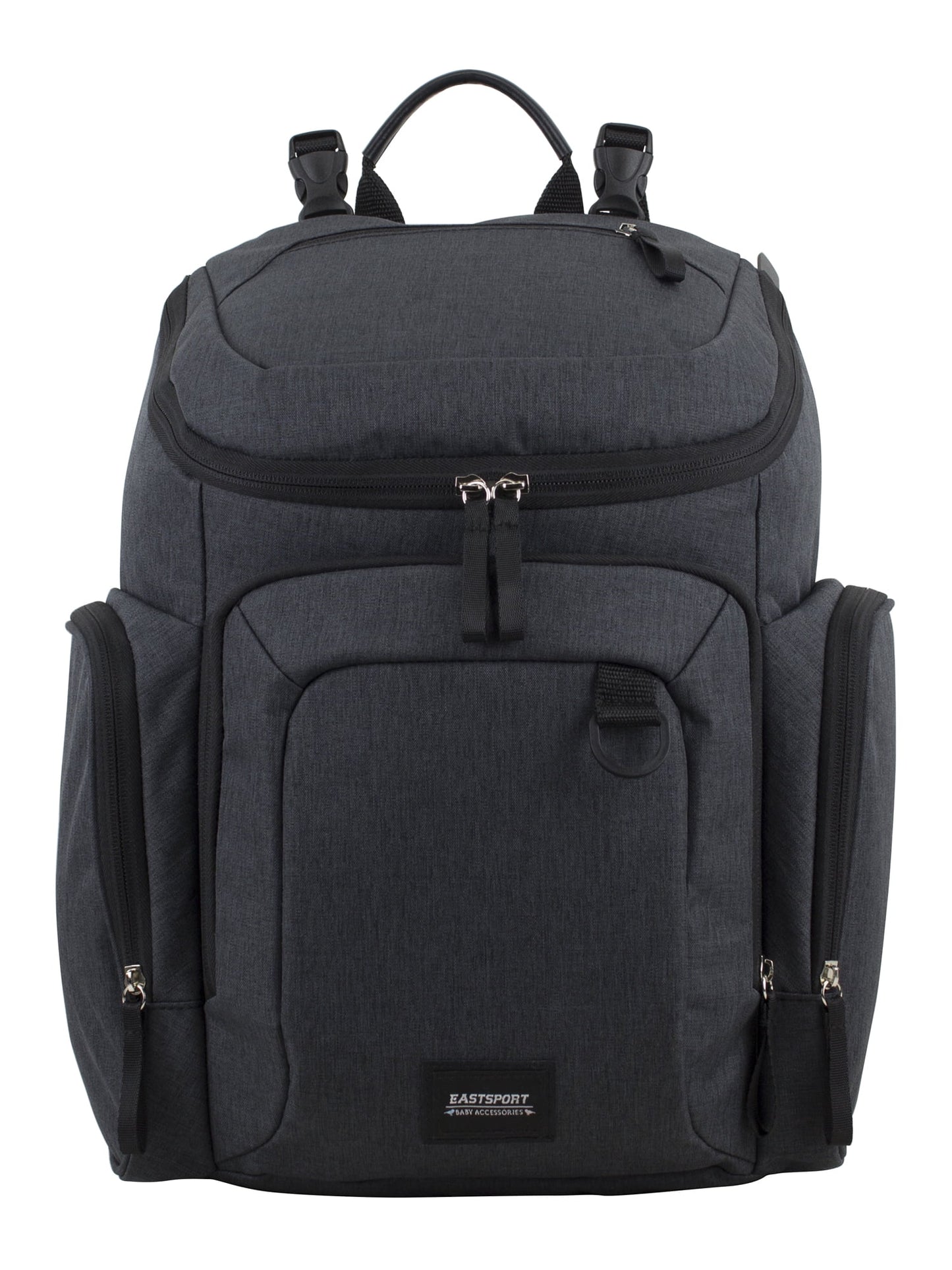Wooster St. Large Backpack Diaper Bag with Adjustable Shoulder Straps, Bonus Changing Pad, Stroller Straps and Insulated Zipper Pockets, Dark Grey