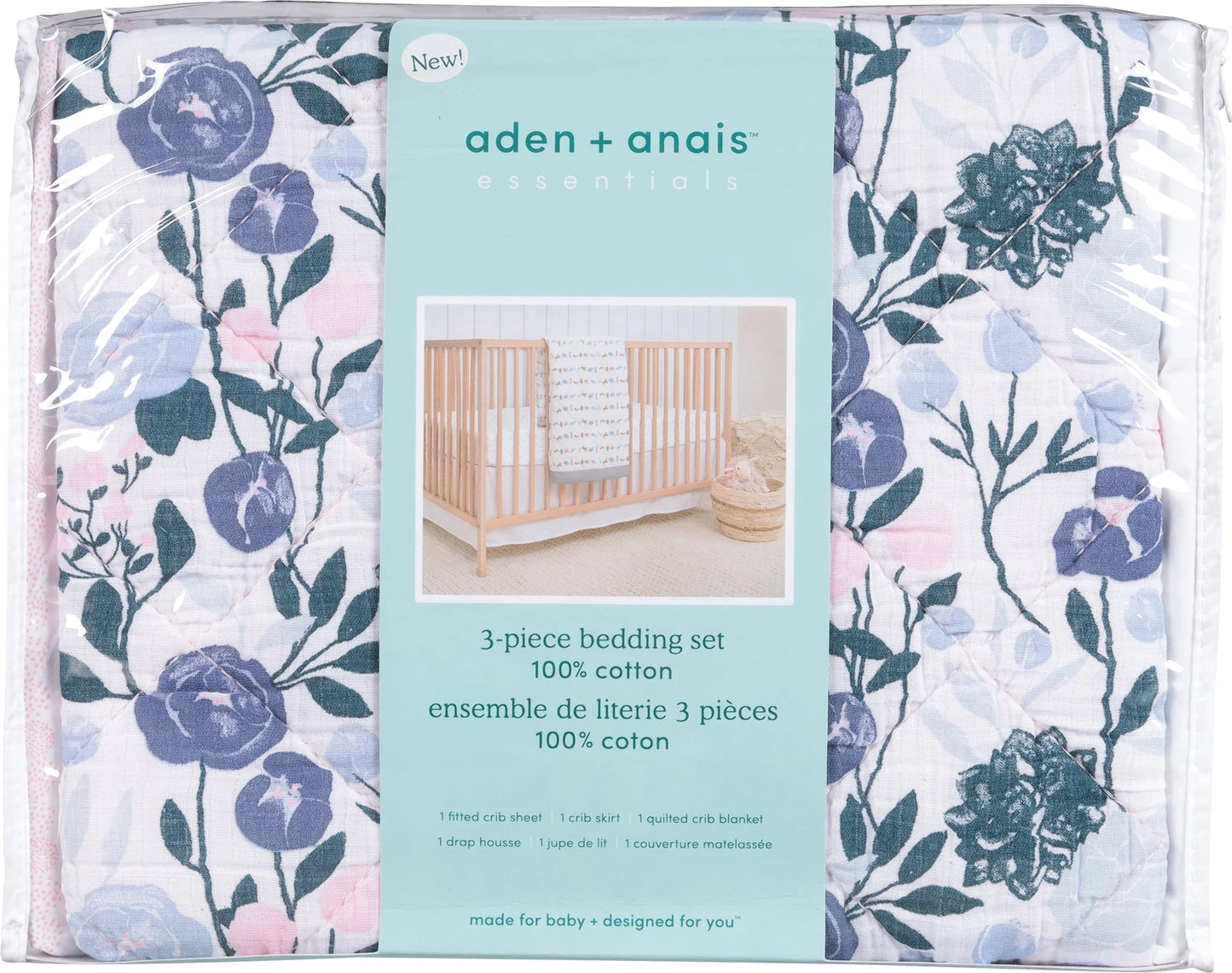 ™ Essentials, Cotton Crib Bedding Set , Alphabet Animals, Unisex, Infants, 3-Piece Set