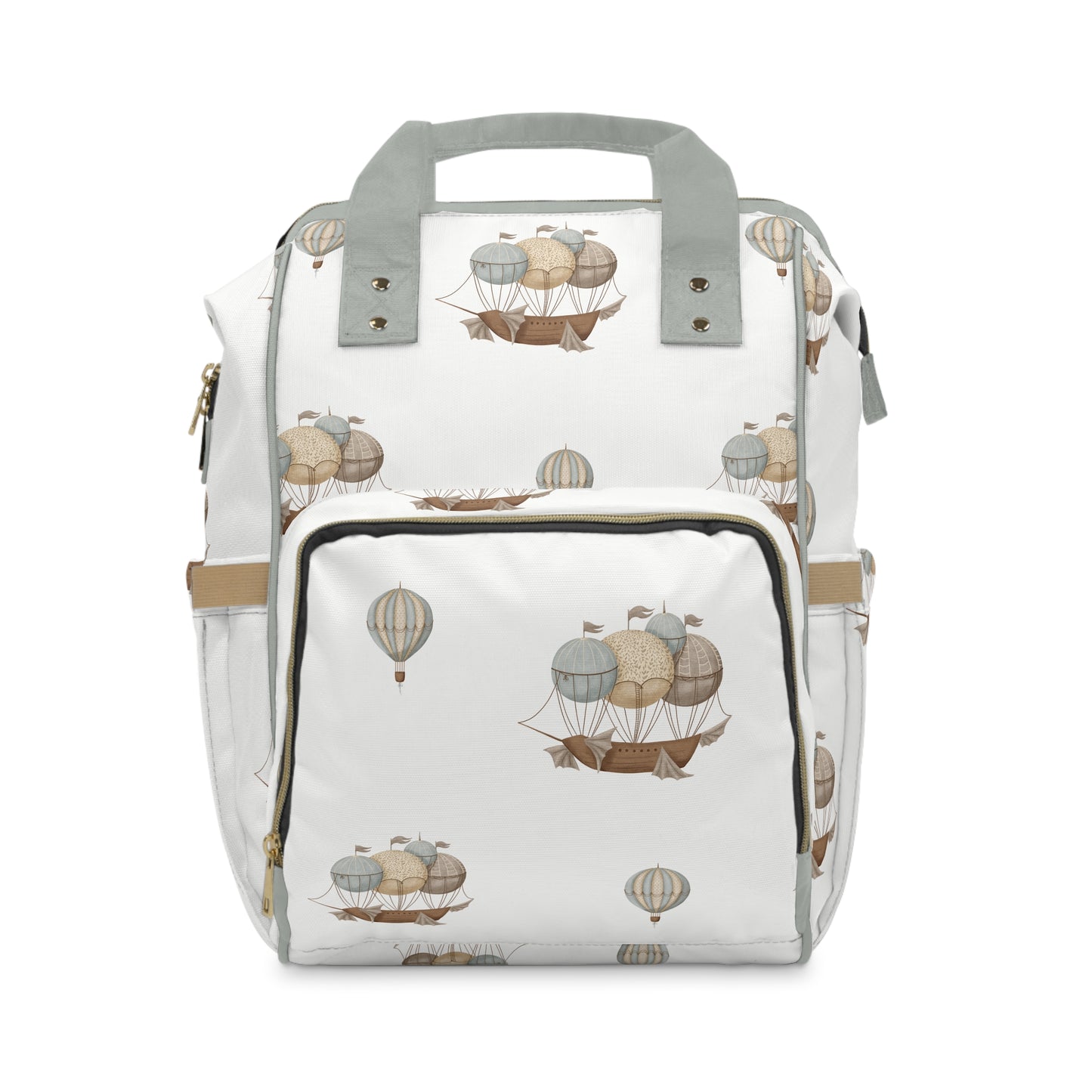 Neutral Diaper Backpack: Watercolor Balloon Ships - All The Things Baby