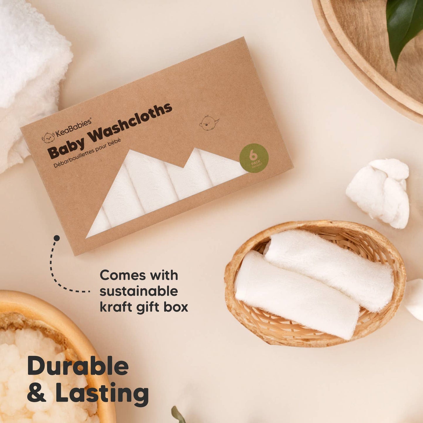 KeaBabies - 6-Pack Baby Wash Cloths - All The Things Baby