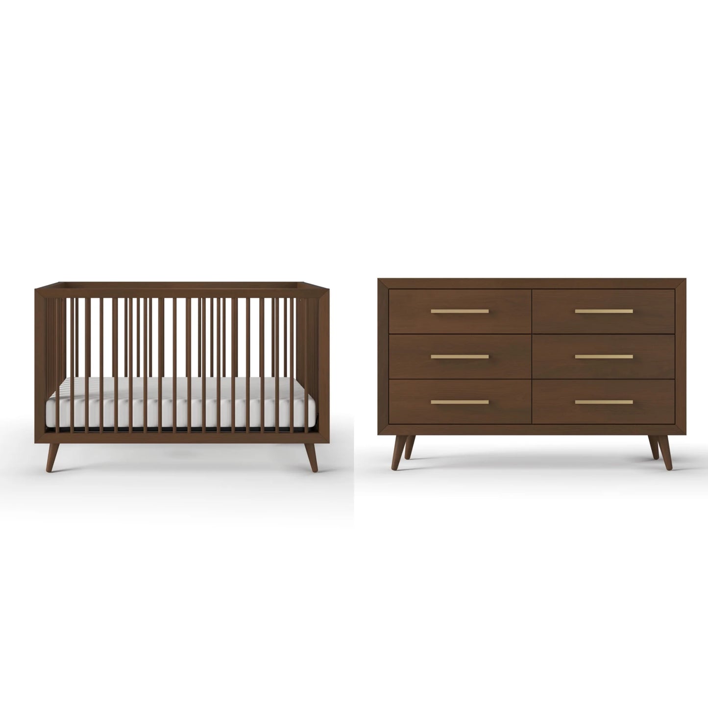 Cranbrook Crib and Dresser Nursery Set, 4-In-1 Convertible Crib with 6-Drawer Dresser, Ebony, 2-Piece