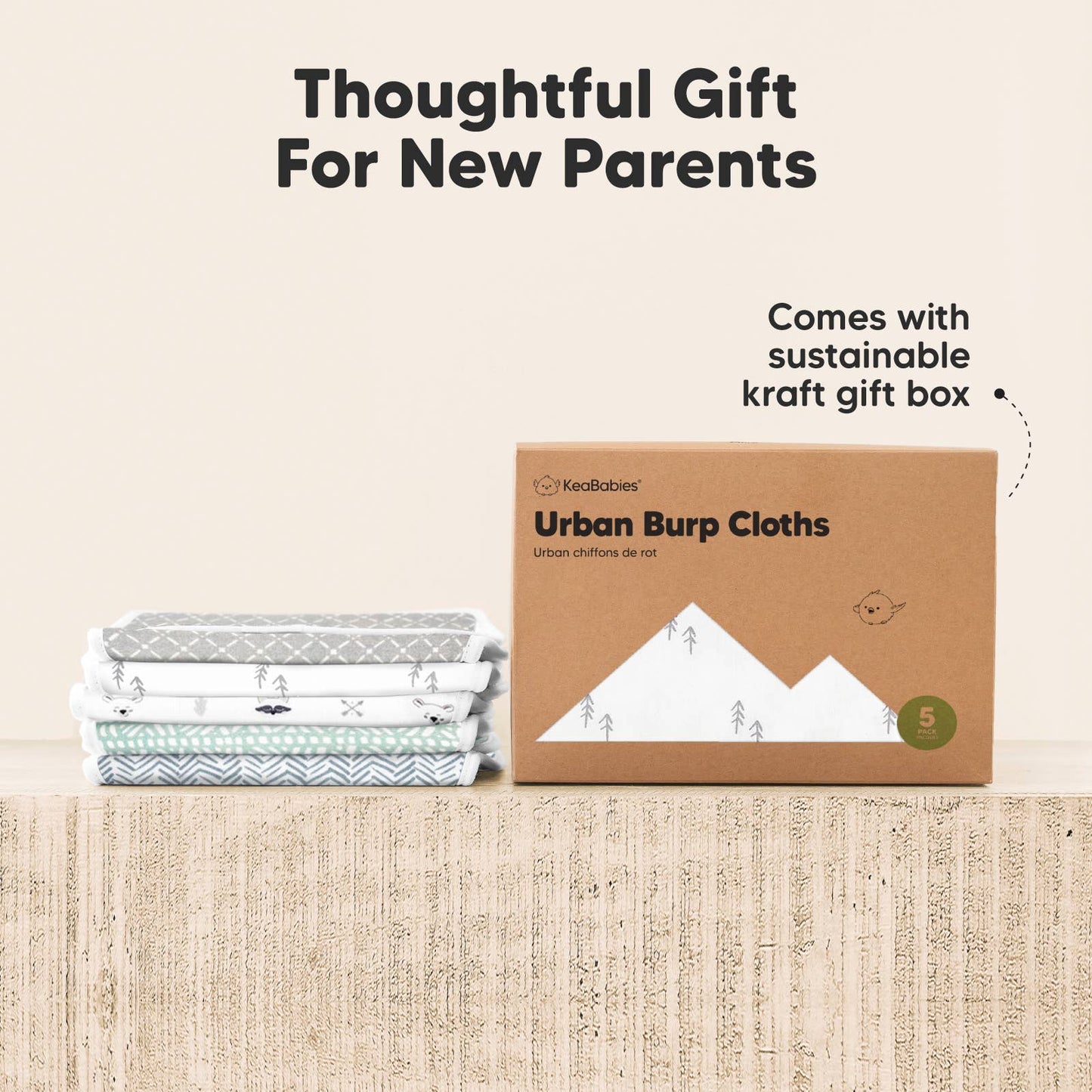 KeaBabies - KeaBabies 5-Pack Urban Burp Cloths - All The Things Baby