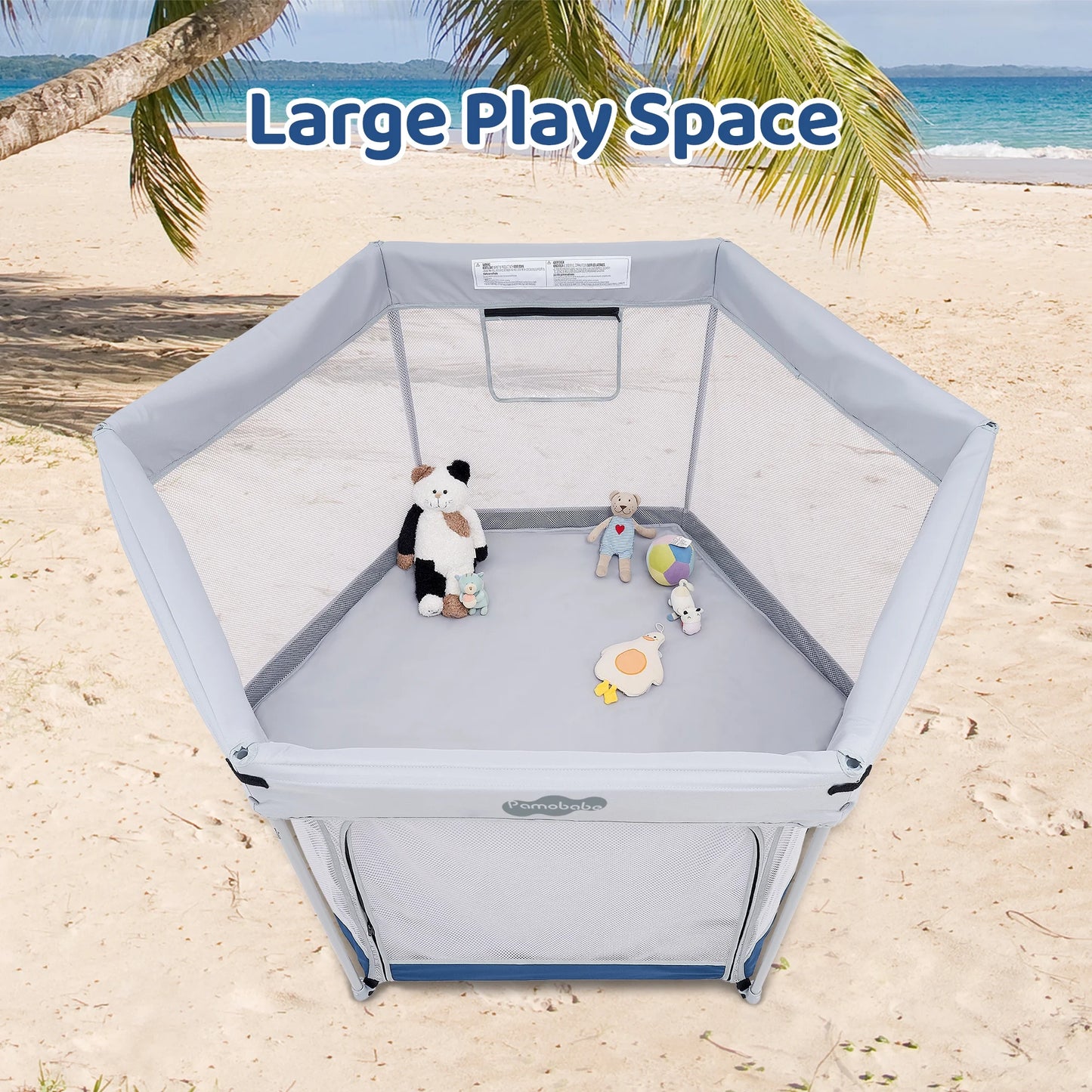 Unisex Premium Indoor and Outdoor Baby Playpen - Portable, Lightweight, Toddler Play Yard with Canopy and Travel Bag - Blue