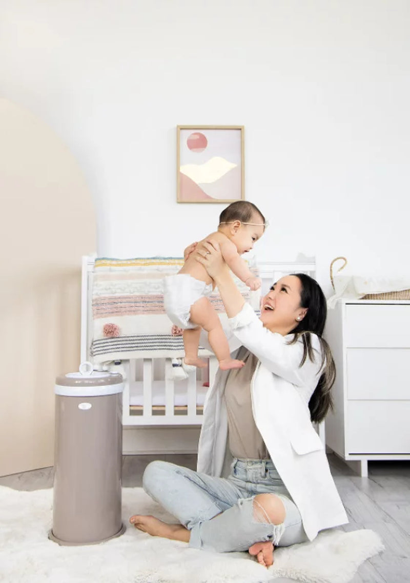 Stainless Steel Diaper Pail, Odor Locking, No Special Bag Required, Award-Winning, Registry Must-Have, Taupe