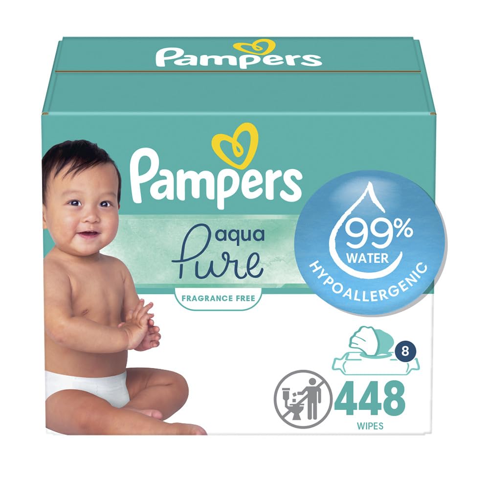 Pampers Baby Wipes Aqua Pure, 99% water-based wipes