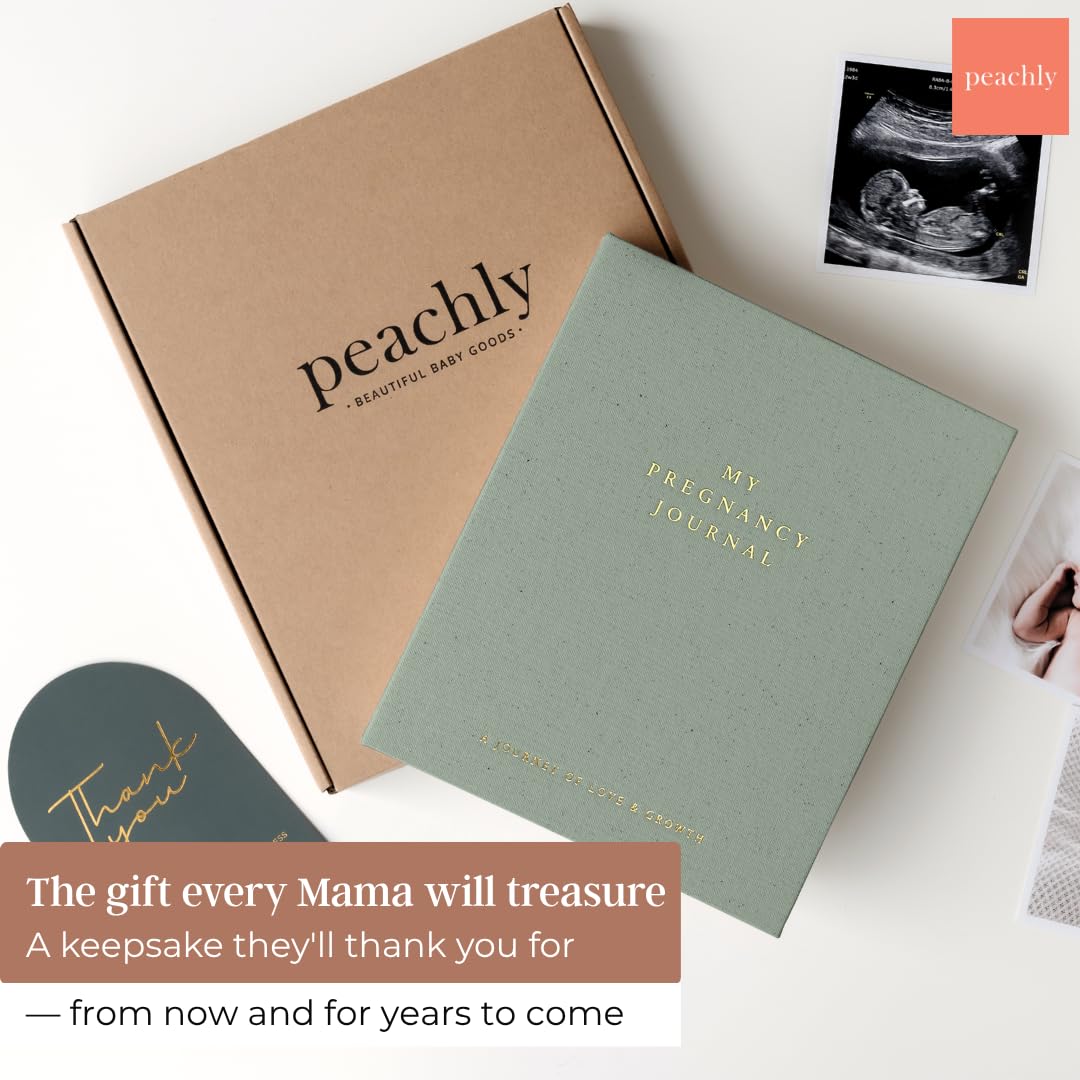 Peachly Pregnancy Journal - Linen Pregnancy Book to Capture Every Milestone - Pregnancy Must Haves - Baby Book Keepsake Pregnancy Journals For First Time Moms and Experienced Moms