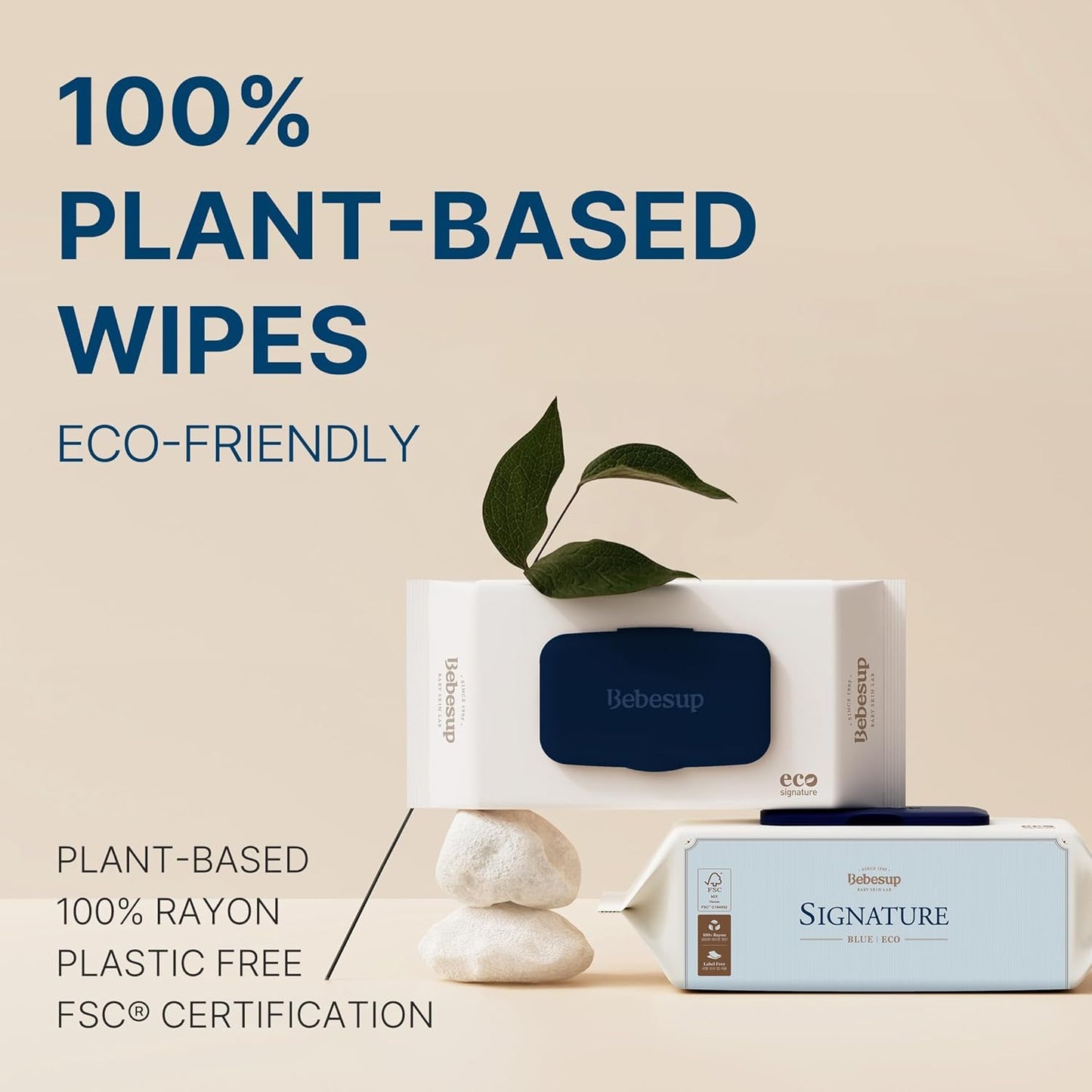 BEBESUP- Korea’s #1 Signature Baby Wipes - Hypoallergenic Water-based Unscented Alcohol-Free Ultra-Thick Super Seed Extracts Organic Plant-Based for sensitive skin Flip-Top 560 Count (8 Packs)