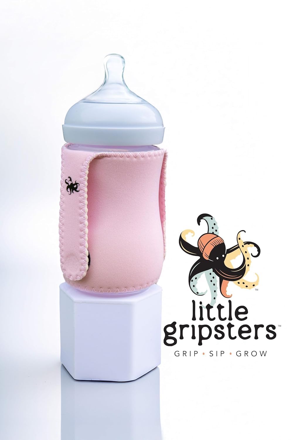 Baby Bottle Sleeve for Self-Feeding - BPA-Free, Adjustable Velcro Fit - Machine Washable