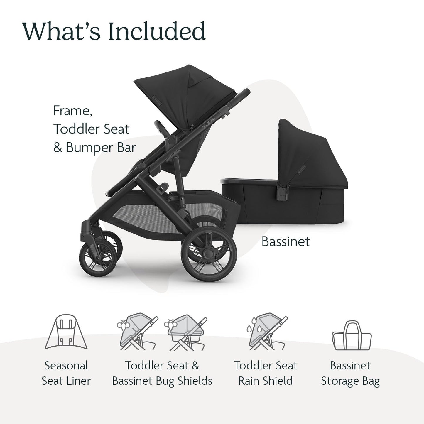 UPPAbaby Vista V3 Stroller + Bassinet V3 - Convertible Single-to-Double Stroller System