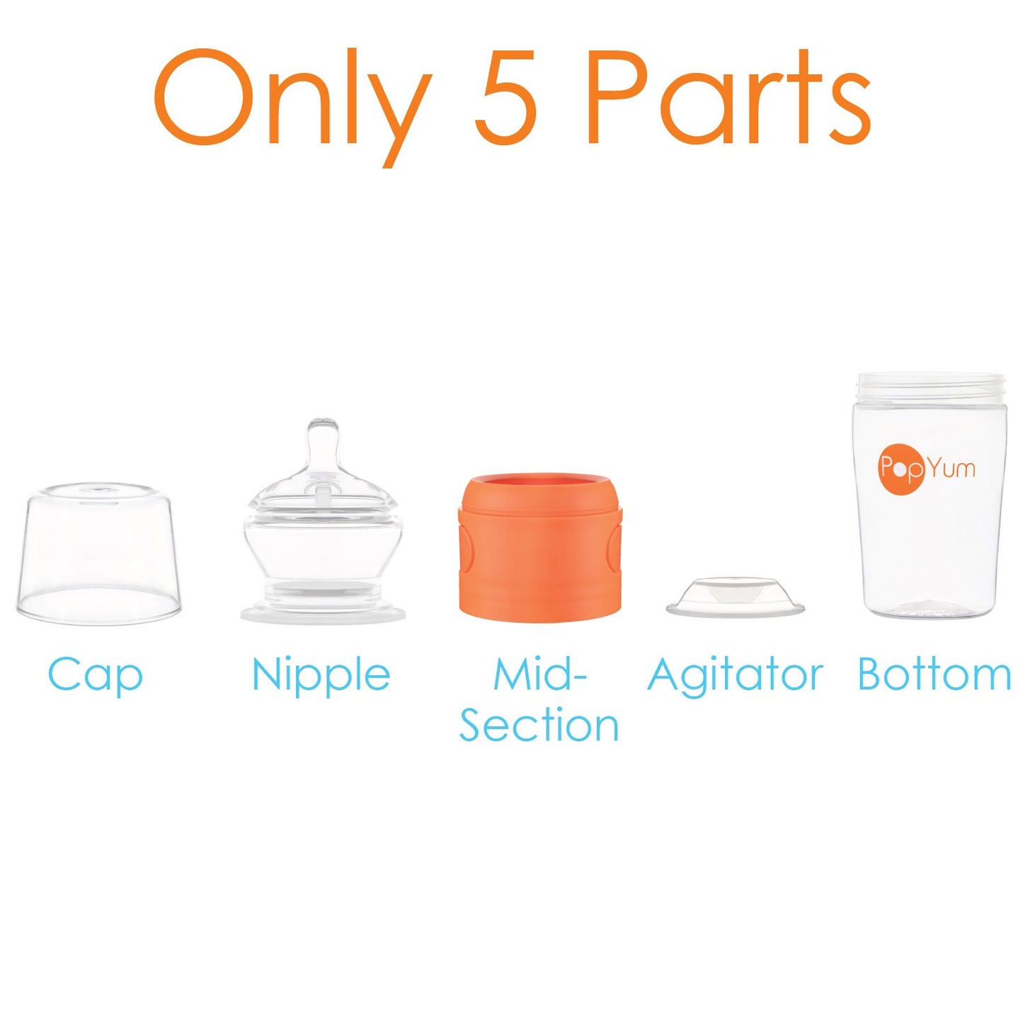 PopYum Orange Formula Making Baby Bottle Starter Set, 4-Pack
