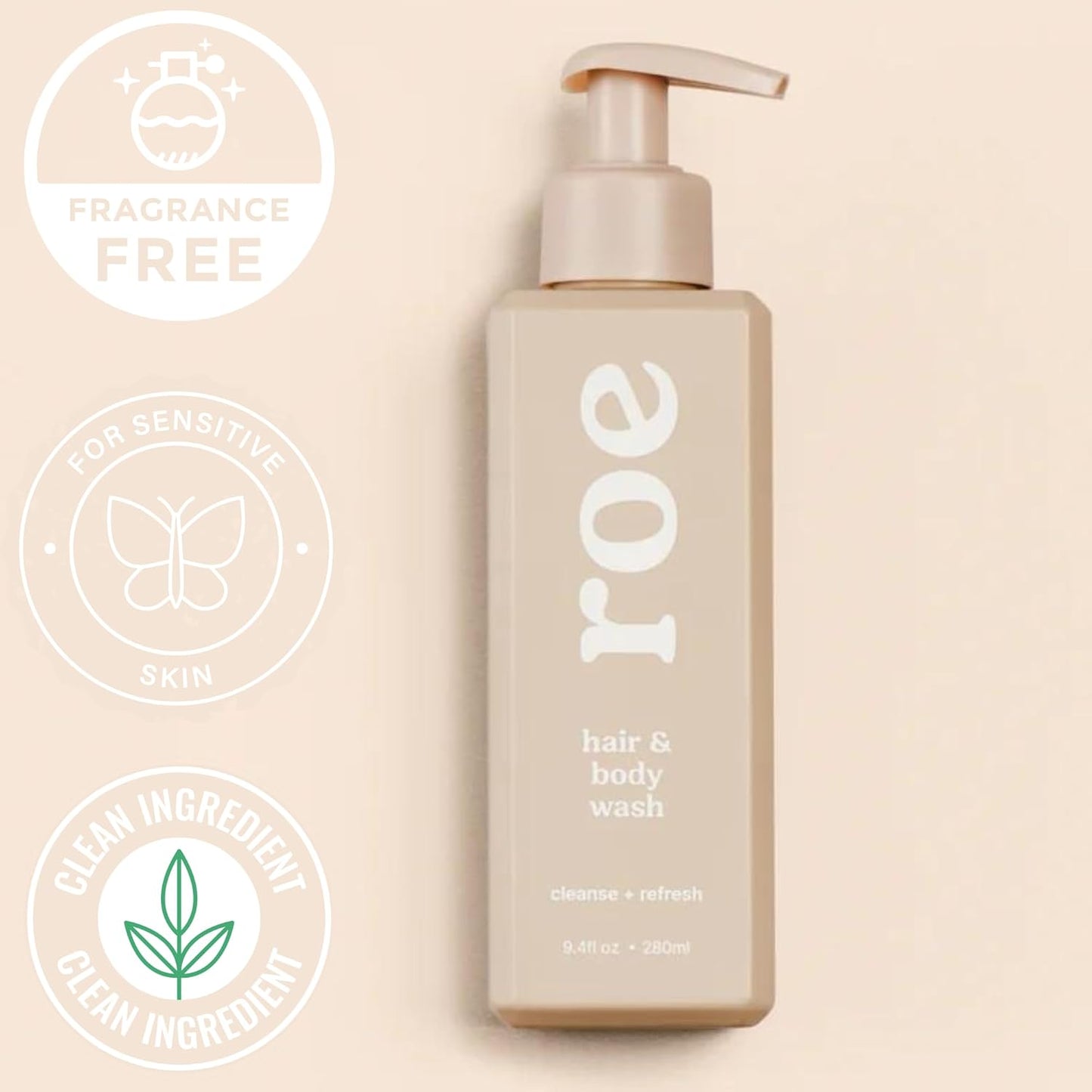 Roe Wellness- Toddler & Baby Body Wash & Shampoo Moisturizing Clean Ingredients 9.4 fl oz.