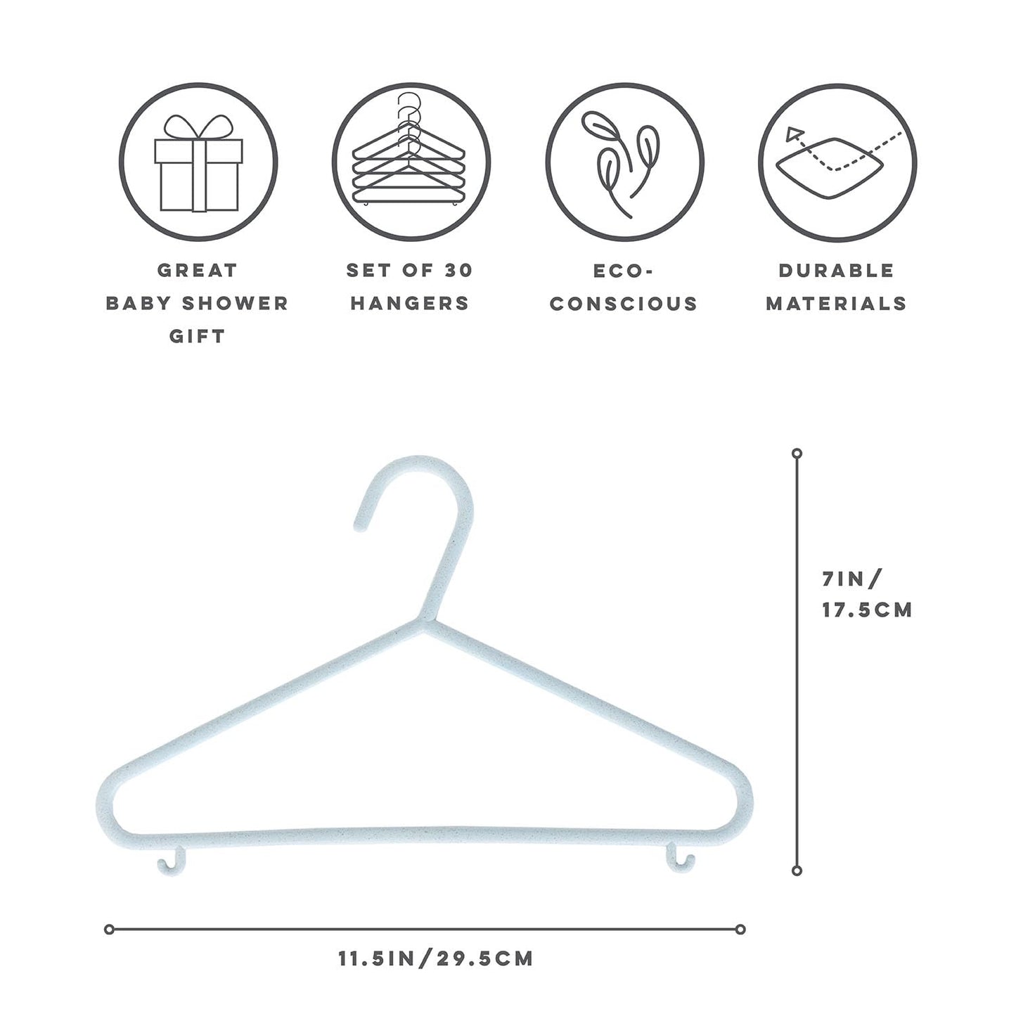 Sustainable Wheat Straw Plastic Toddler & Kids Hangers – Pack of 30