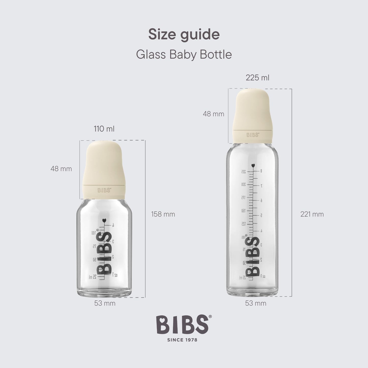 BIBS Glass Bottle 110ml | Made in Denmark