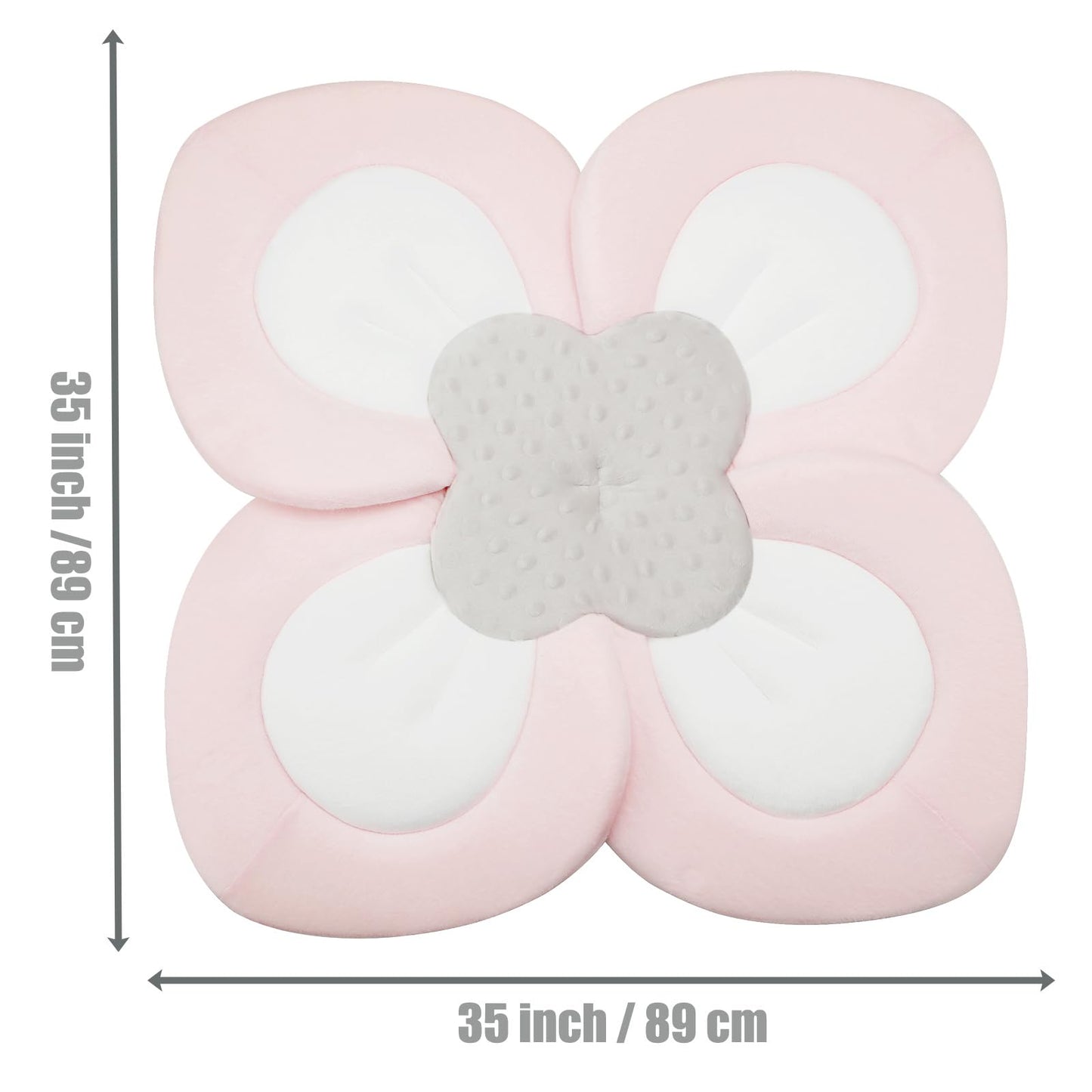 PandaEar Baby Bath Pad for Infant Newborn | Soft Flower Petals for Sink Bathtub Essentials Shower Gift (Grey)