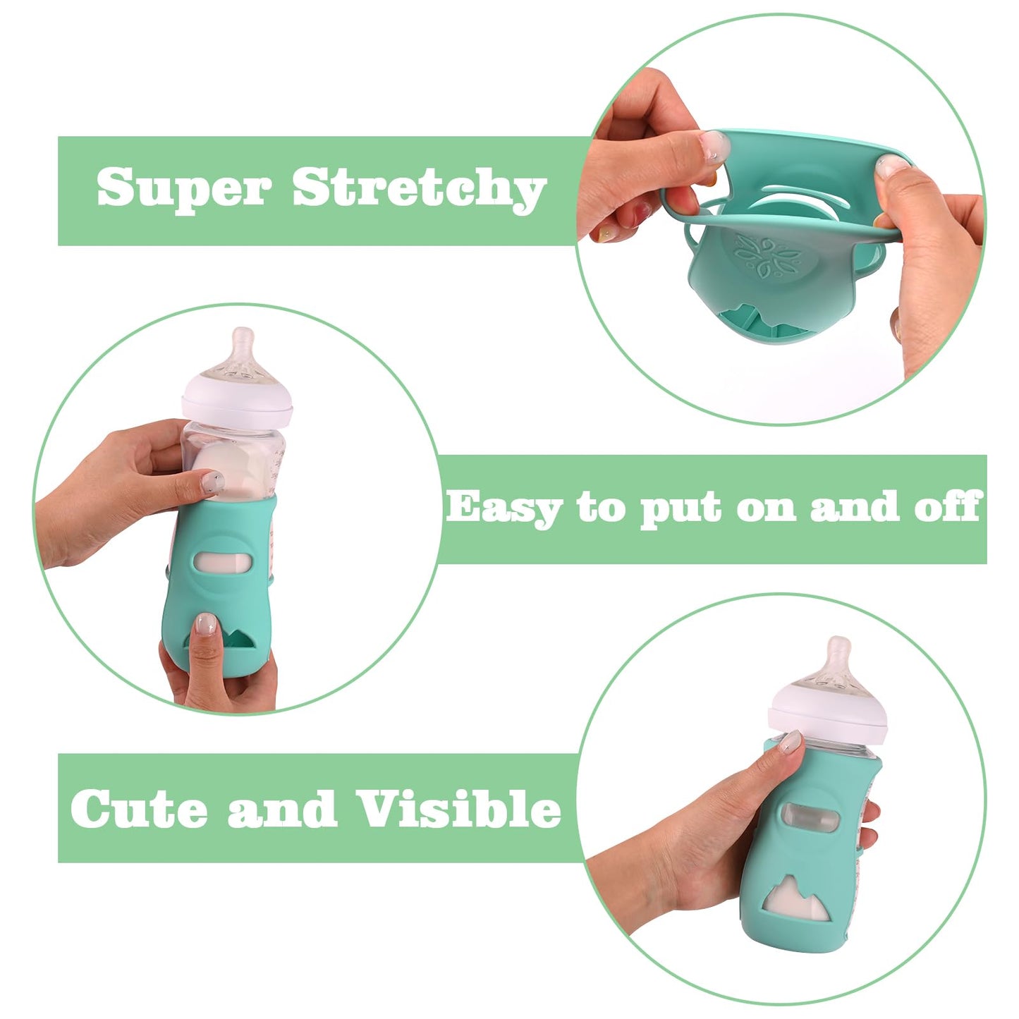 3 Pack Silicone Sleeves for Avent Natural Glass Baby Bottles, Anti Breakage Baby Bottle Holder, Compatible Philips Avent Glass Natural Baby Bottle 4 oz(Grey+Dark Blue+Apricot)