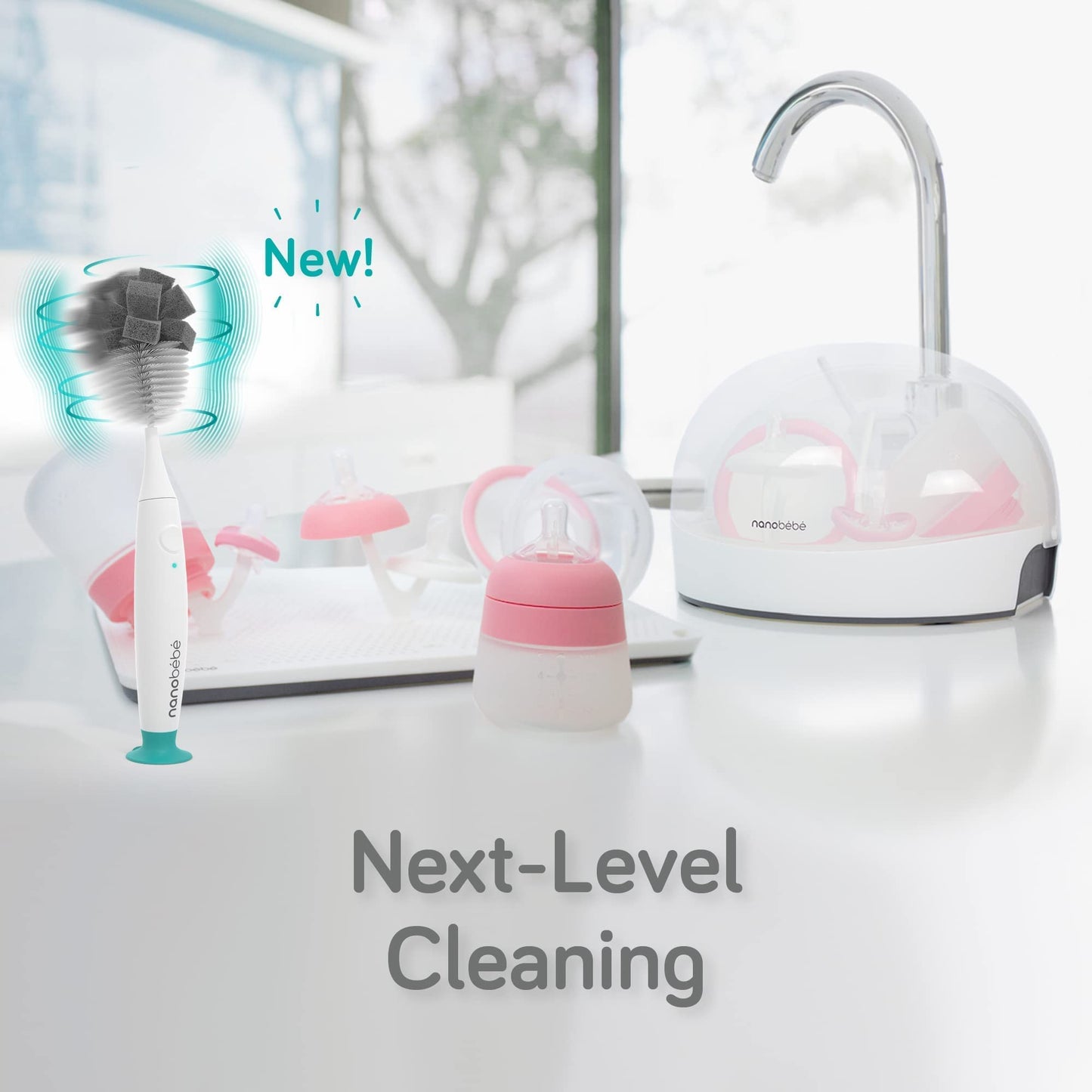 Nanobébé Flexy Silicone Baby Bottle, Anti-Colic, Natural Feel, Non-Collapsing Nipple, Non-Tip Stable Base, Easy to Clean, 3-Pack, Gray, 9oz