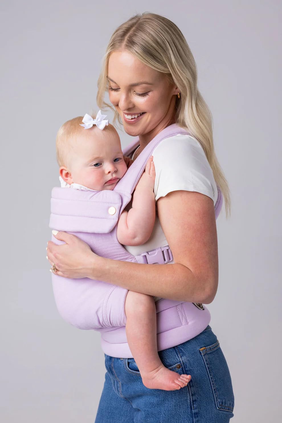 Mabē Monarch Ergonomic Baby Carrier – Premium Cotton Soft Structured Newborn to Toddler Carrier with Hip-Healthy Design, 3 Carry Positions (7-35lbs), Lightweight & Breathable, (Ivory)