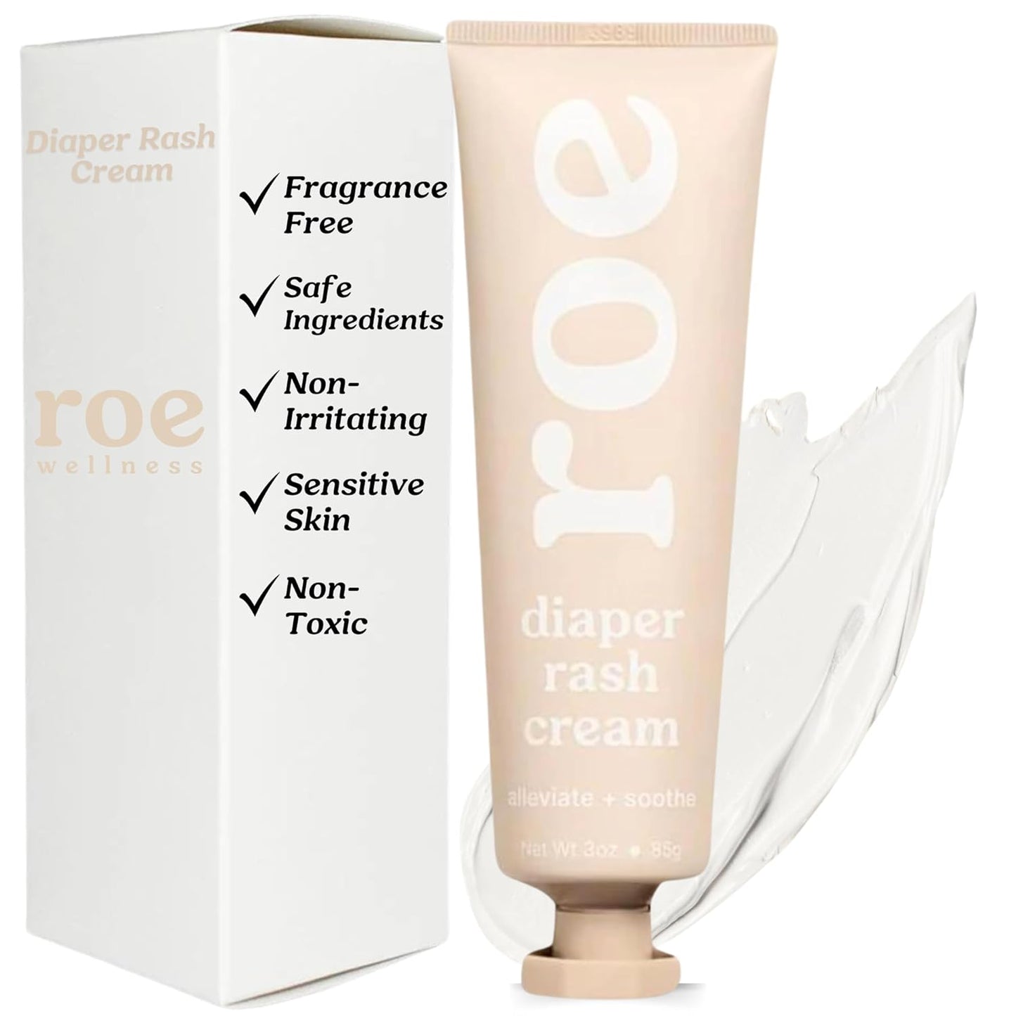 Roe Wellness- Diaper Rash Cream Paste Ointment W/Zinc Oxide | Maximum Strength Diaper Rashes Soothing Cream, Ointment for Babies