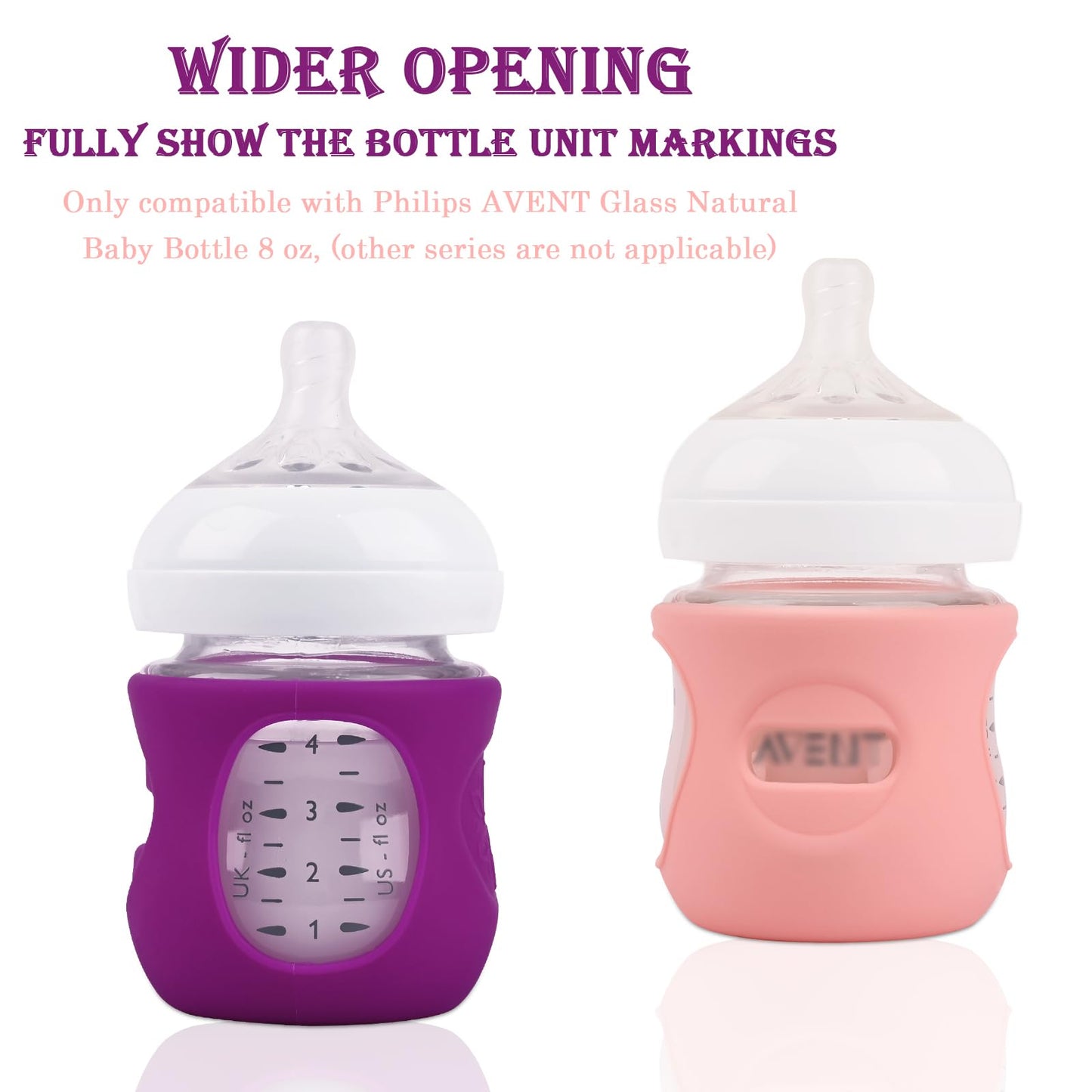 3 Pack Silicone Sleeves for Avent Natural Glass Baby Bottles, Anti Breakage Baby Bottle Holder, Compatible Philips Avent Glass Natural Baby Bottle 4 oz(Grey+Dark Blue+Apricot)