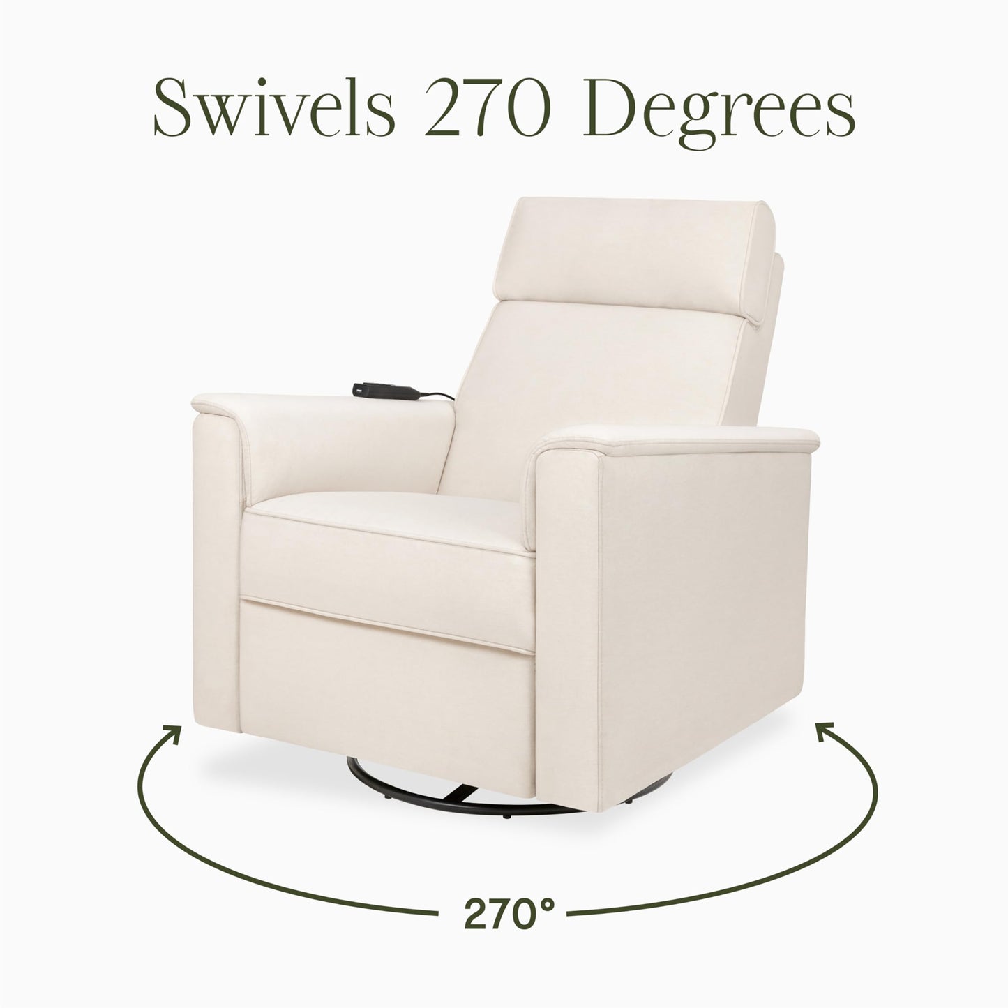 NAMESAKE Willa Plus Electric Power Recliner Chair with Headrest & USB Ports - Water & Stain Resistant Nursery Glider Rocking Chair for Nursing - GREENGUARD Gold Certified 270° Swivel Glider Recliner