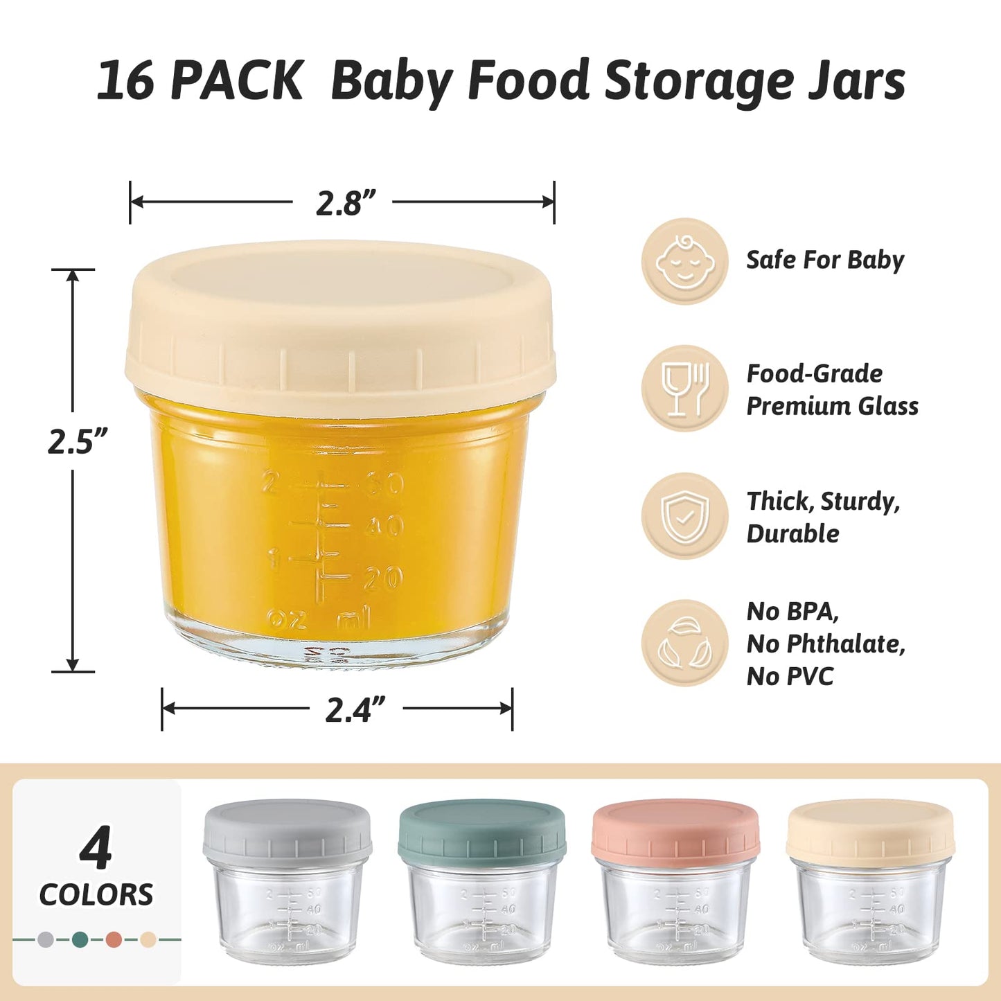 VITEVER 12 Pack Glass Baby Food Storage Containers
