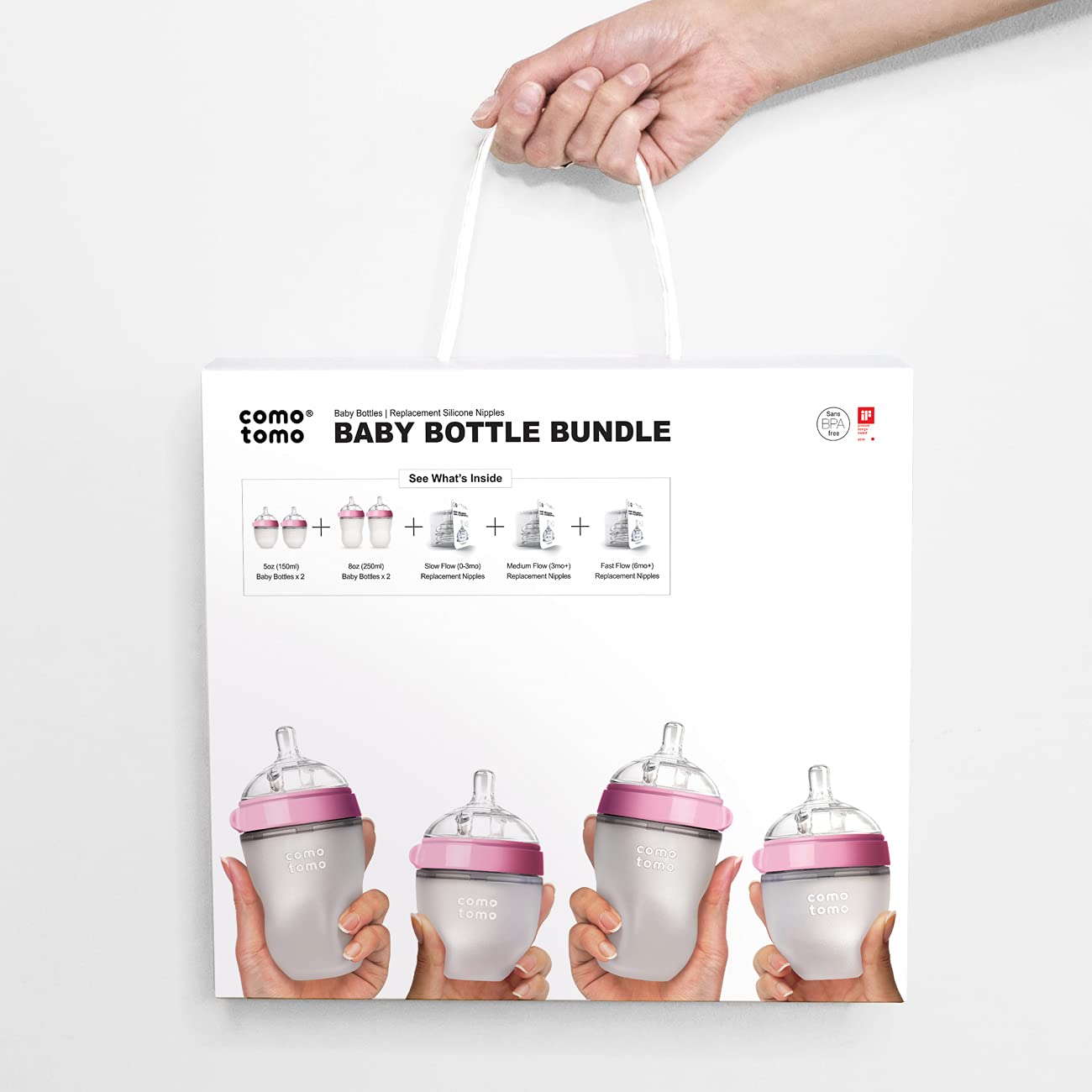 Comotomo Baby Bottle Bundle, Green, (7 Piece Set)
