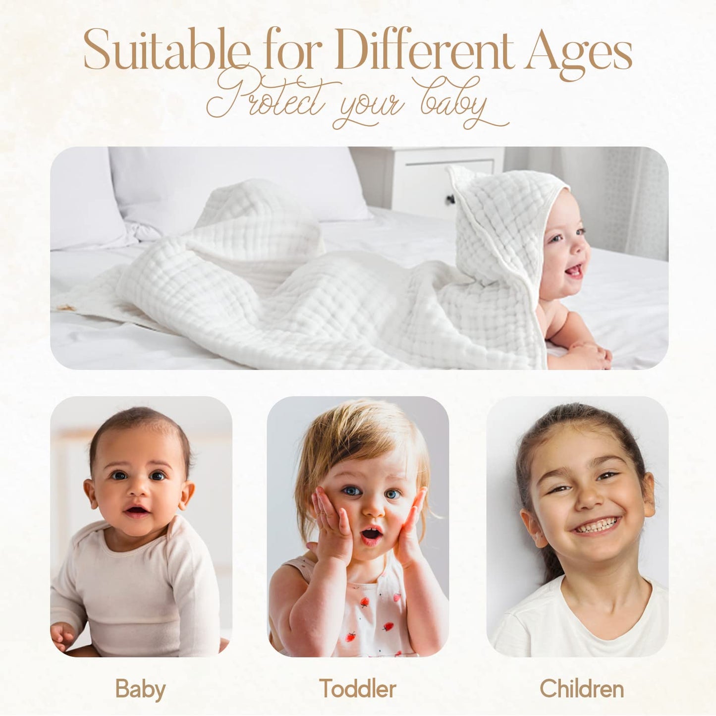 Muslin Hooded Baby Towel 4 Pack