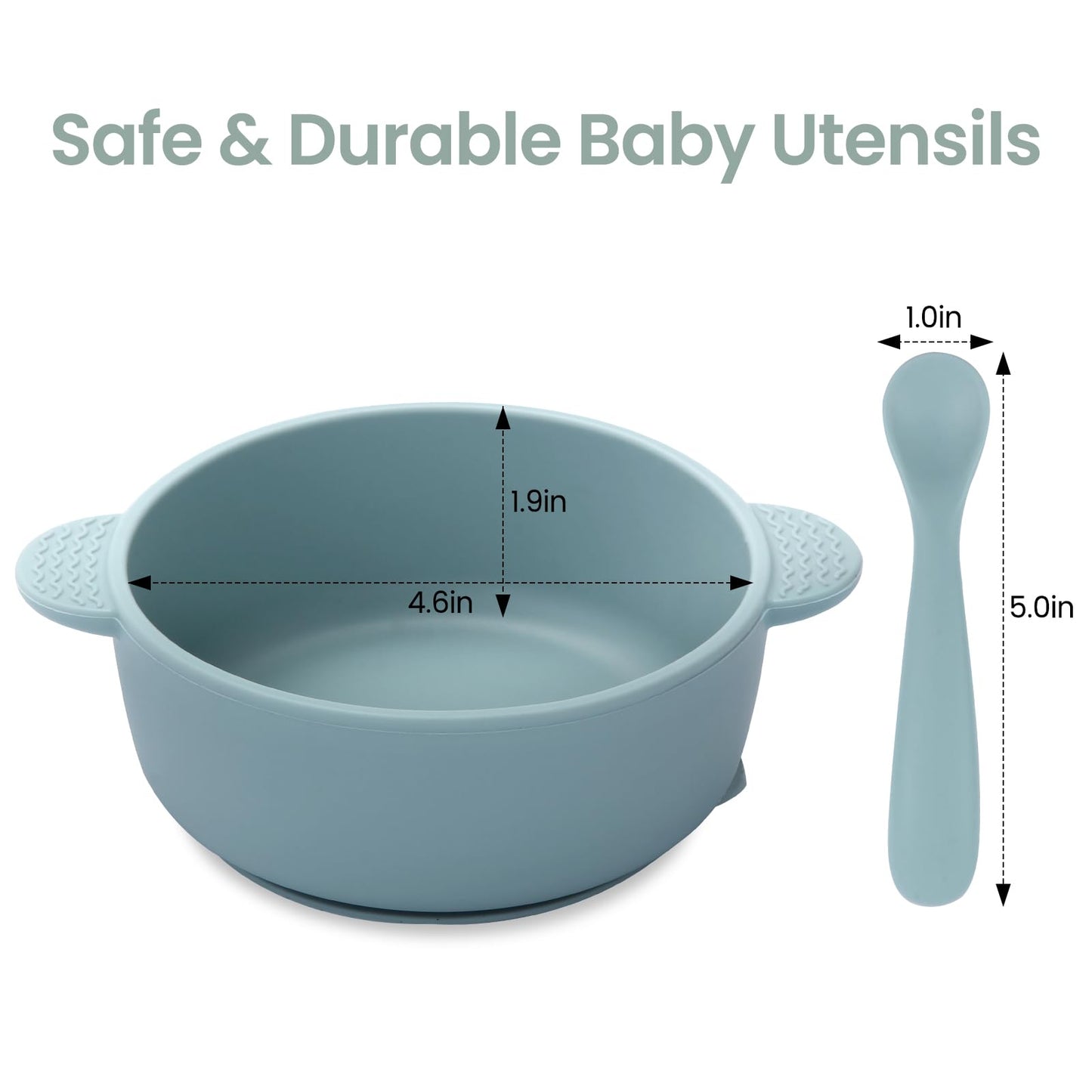 Silicone Baby Feeding Set, 3 Pack Baby Bowls with Suction and 3 Pack Baby Spoons