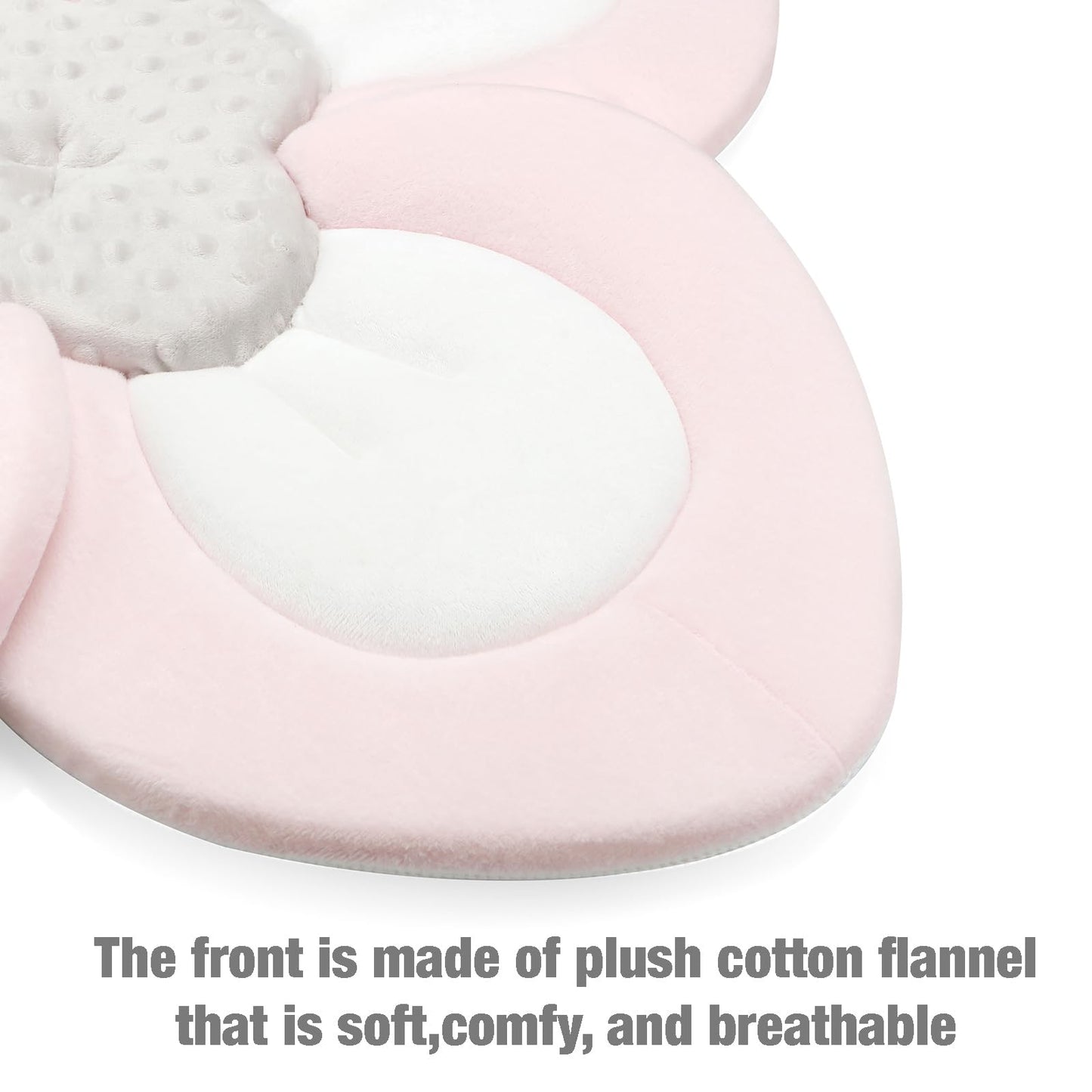 PandaEar Baby Bath Pad for Infant Newborn | Soft Flower Petals for Sink Bathtub Essentials Shower Gift (Grey)
