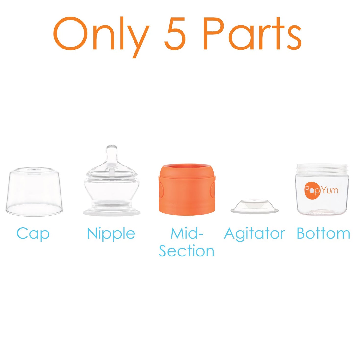 PopYum Orange Formula Making Baby Bottle Starter Set, 4-Pack