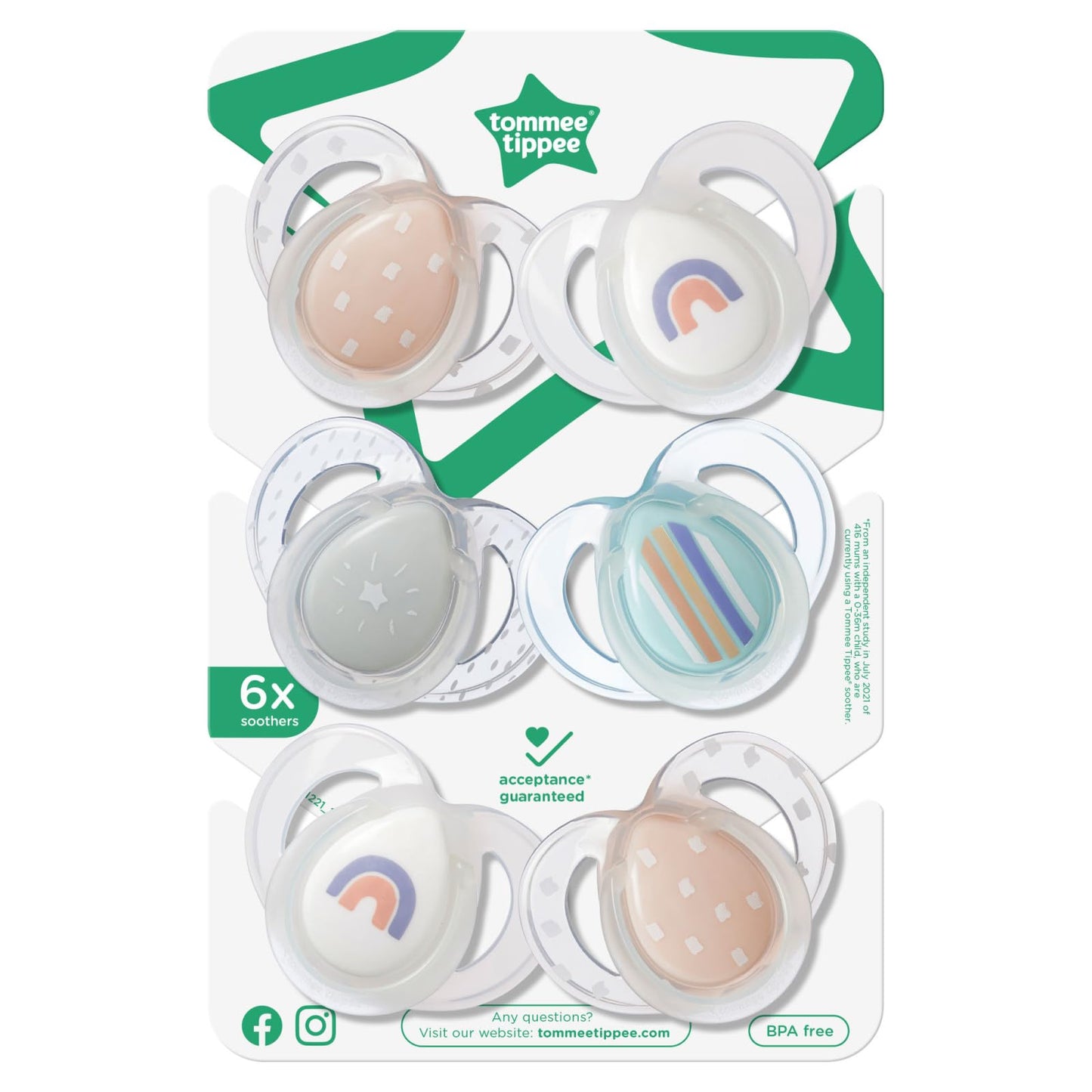 Tommee Tippee Night Time Pacifier, 6-18 Months, BPA-Free Binkies, Glow in The Dark Technology