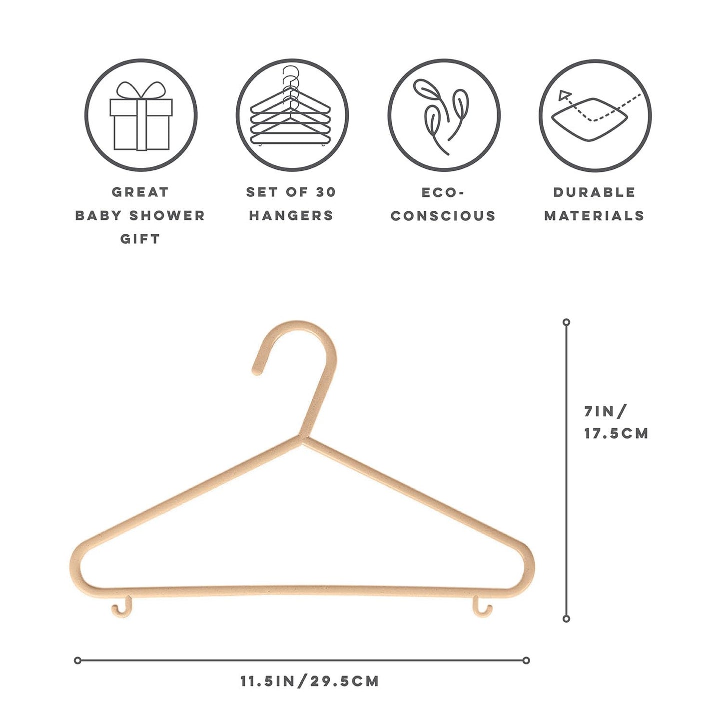 Sustainable Wheat Straw Plastic Toddler & Kids Hangers – Pack of 30