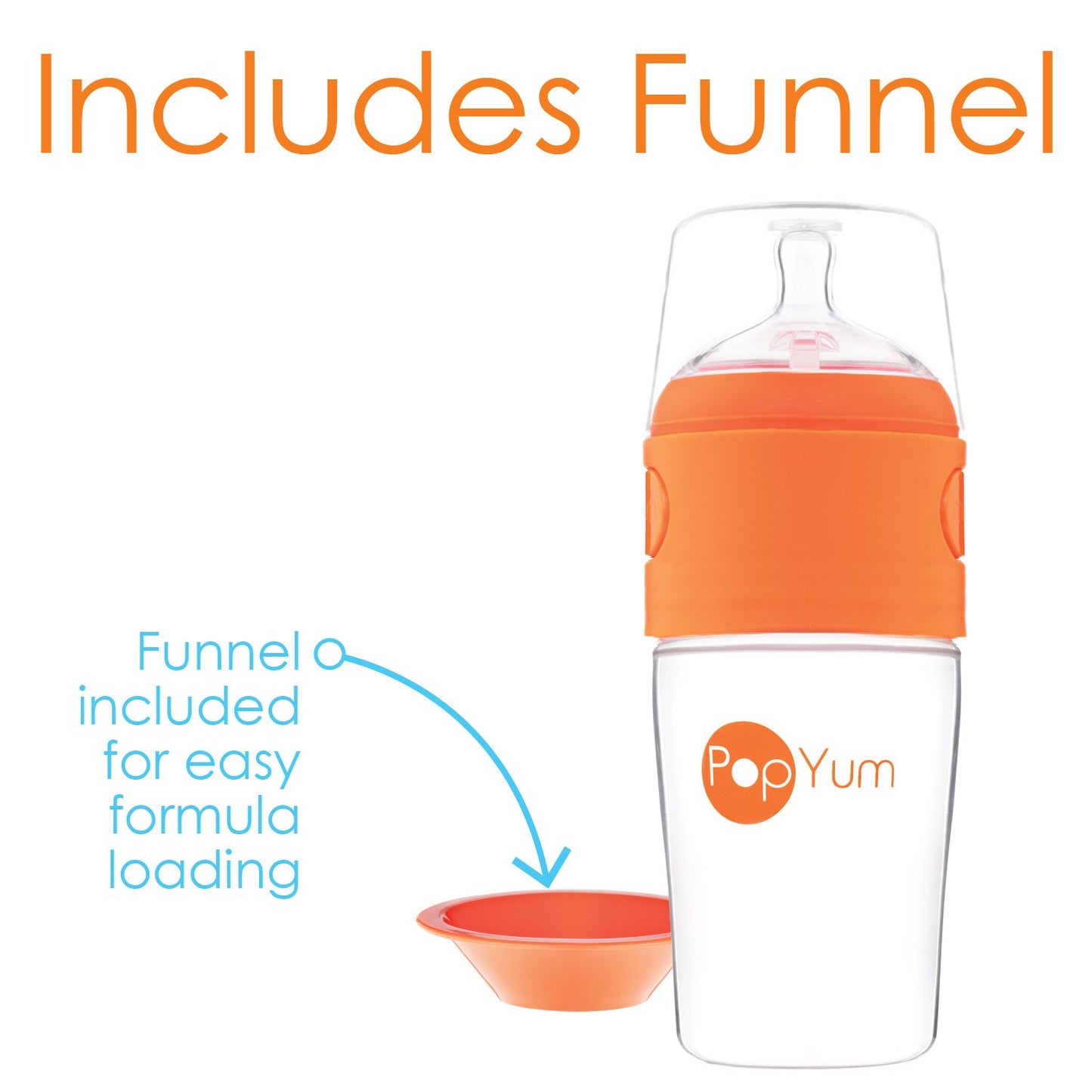 PopYum Orange Formula Making Baby Bottle Starter Set, 4-Pack