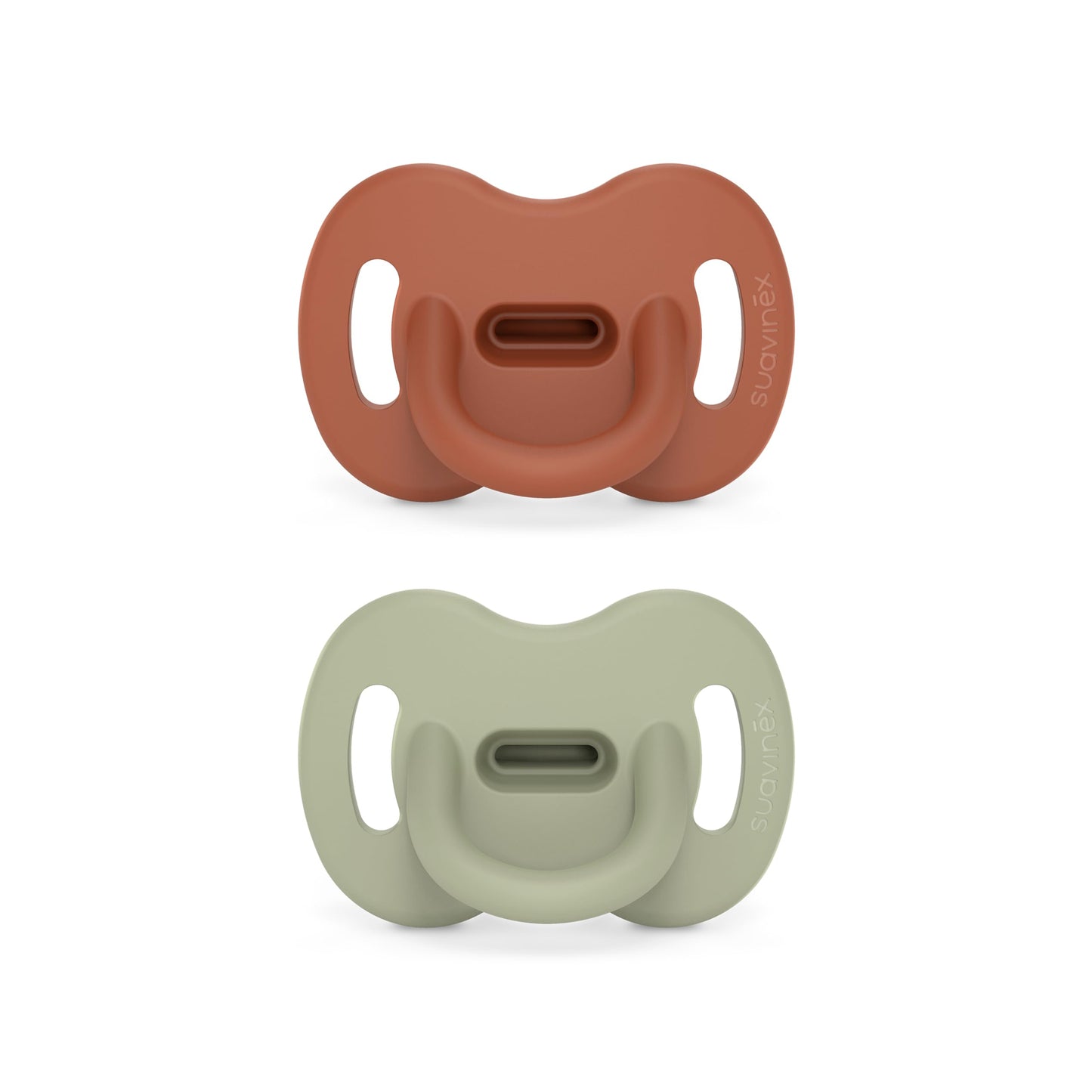 Color Essence SX PRO Silicone Baby Pacifier 2Pk, Made with 100% Soft Silicone, Baby Essentials Perfect for Breastfeeding Babies, Designed in Spain, 0-6 Mths, Mustard/Blue