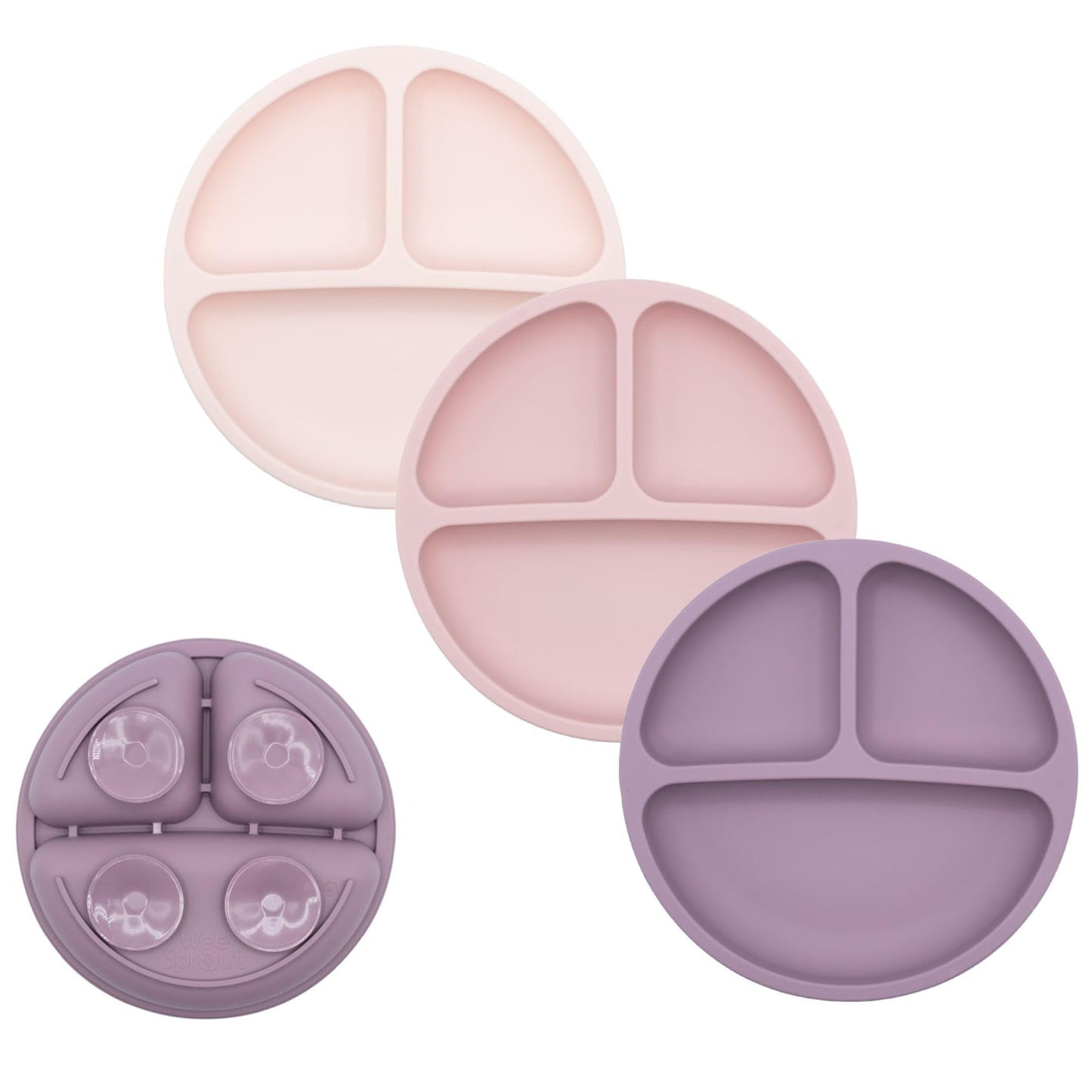 WeeSprout Suction Plates for Babies & Toddlers - 100% Silicone, Dinnerware Stays Put, 3 Pack