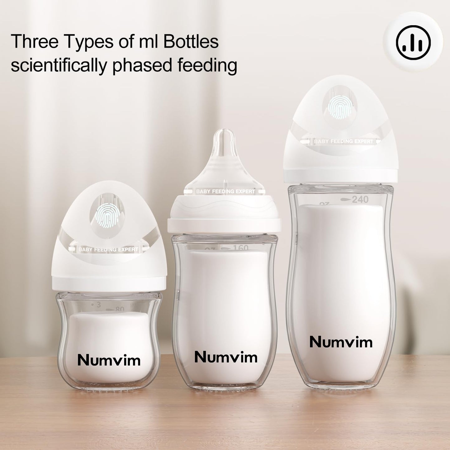 Glass Nurturing Baby Bottle Gentle & Extra Slow Flow, Newborn Breastfeeding Bottle with Anti Colic Nipple for 0 Months Babies, Includes SS Nipples(3Oz, 2 Packs)