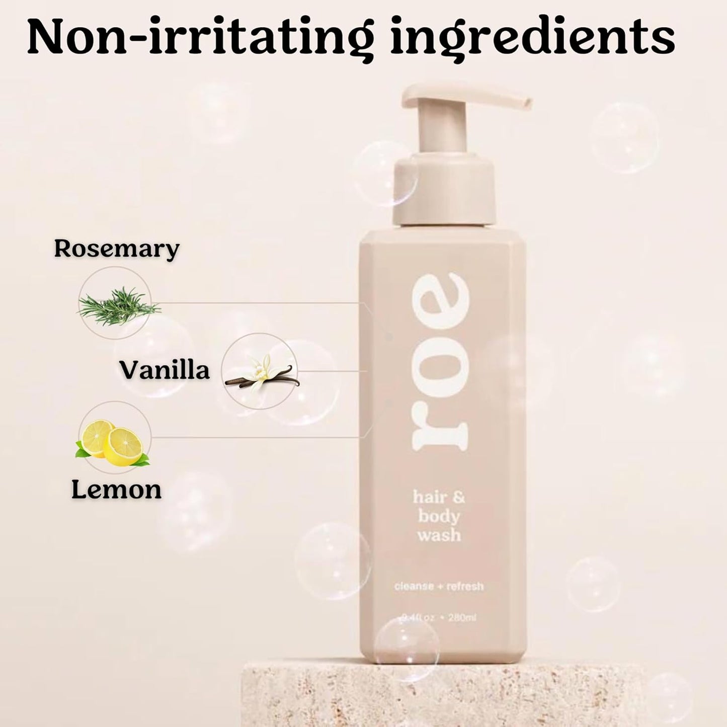 Roe Wellness- Toddler & Baby Body Wash & Shampoo Moisturizing Clean Ingredients 9.4 fl oz.