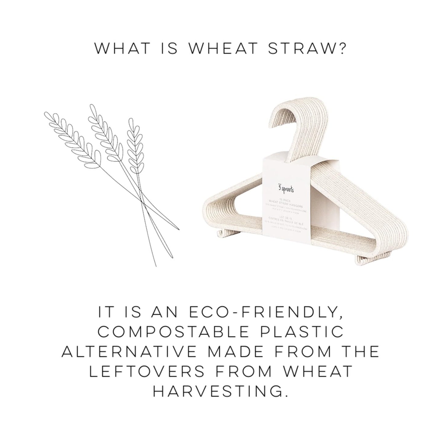 Sustainable Wheat Straw Plastic Toddler & Kids Hangers – Pack of 30